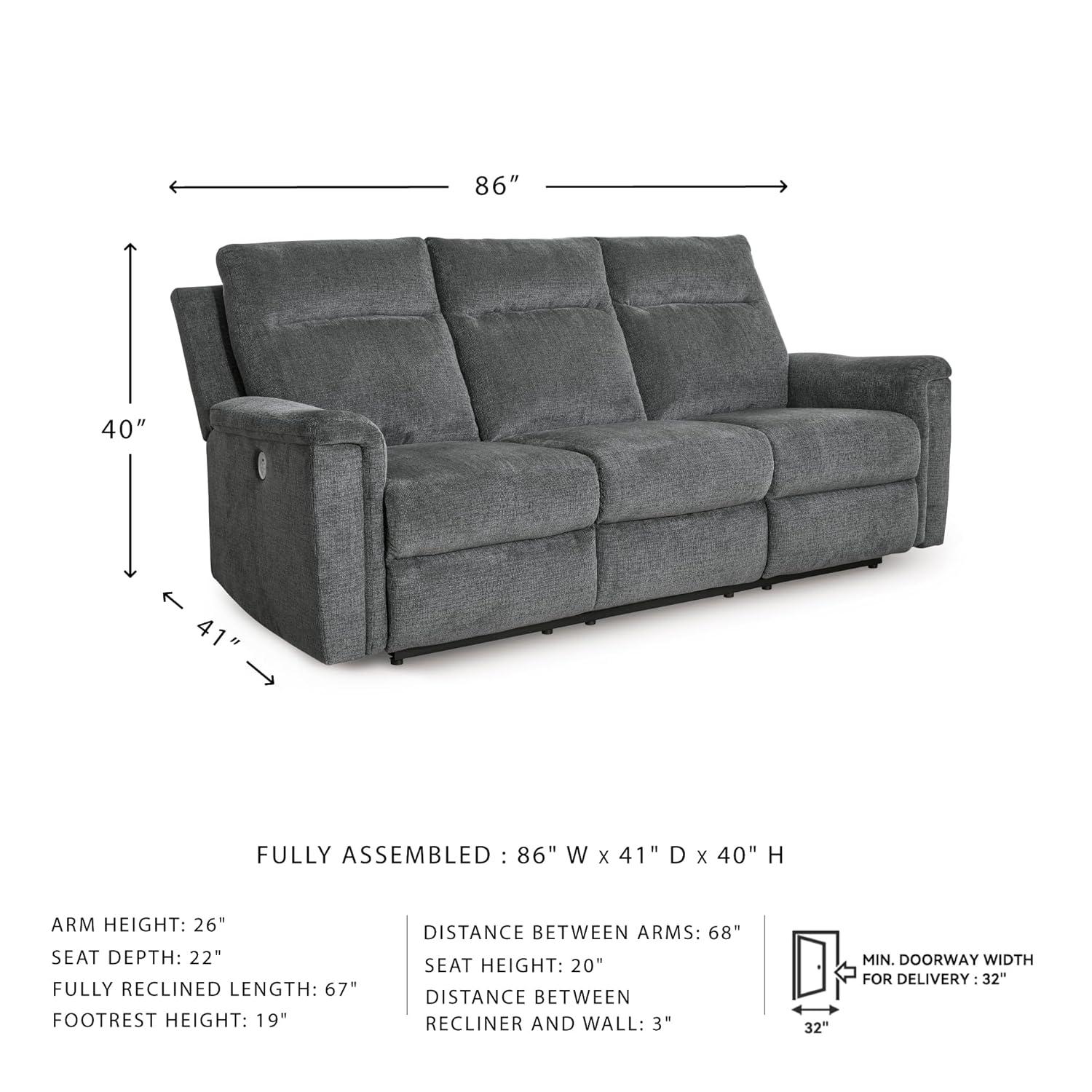 Gray Fabric Power Reclining Sectional Sofa