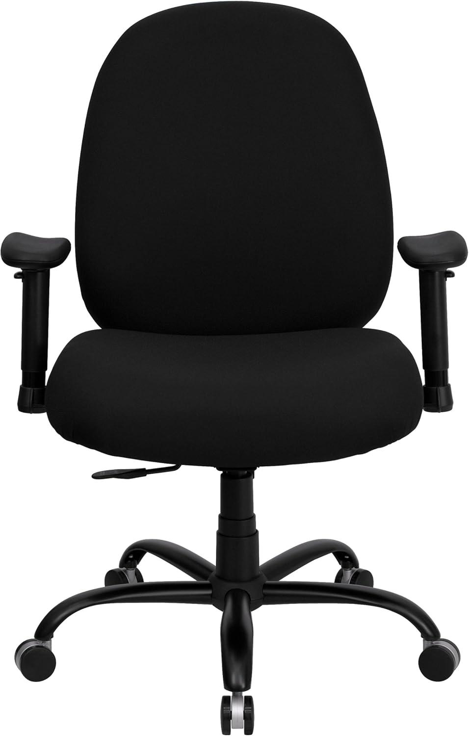 Flash Furniture HERCULES Series Big & Tall 400 lb. Rated Black Fabric Executive Ergonomic Office Chair with Adjustable Back and Arms