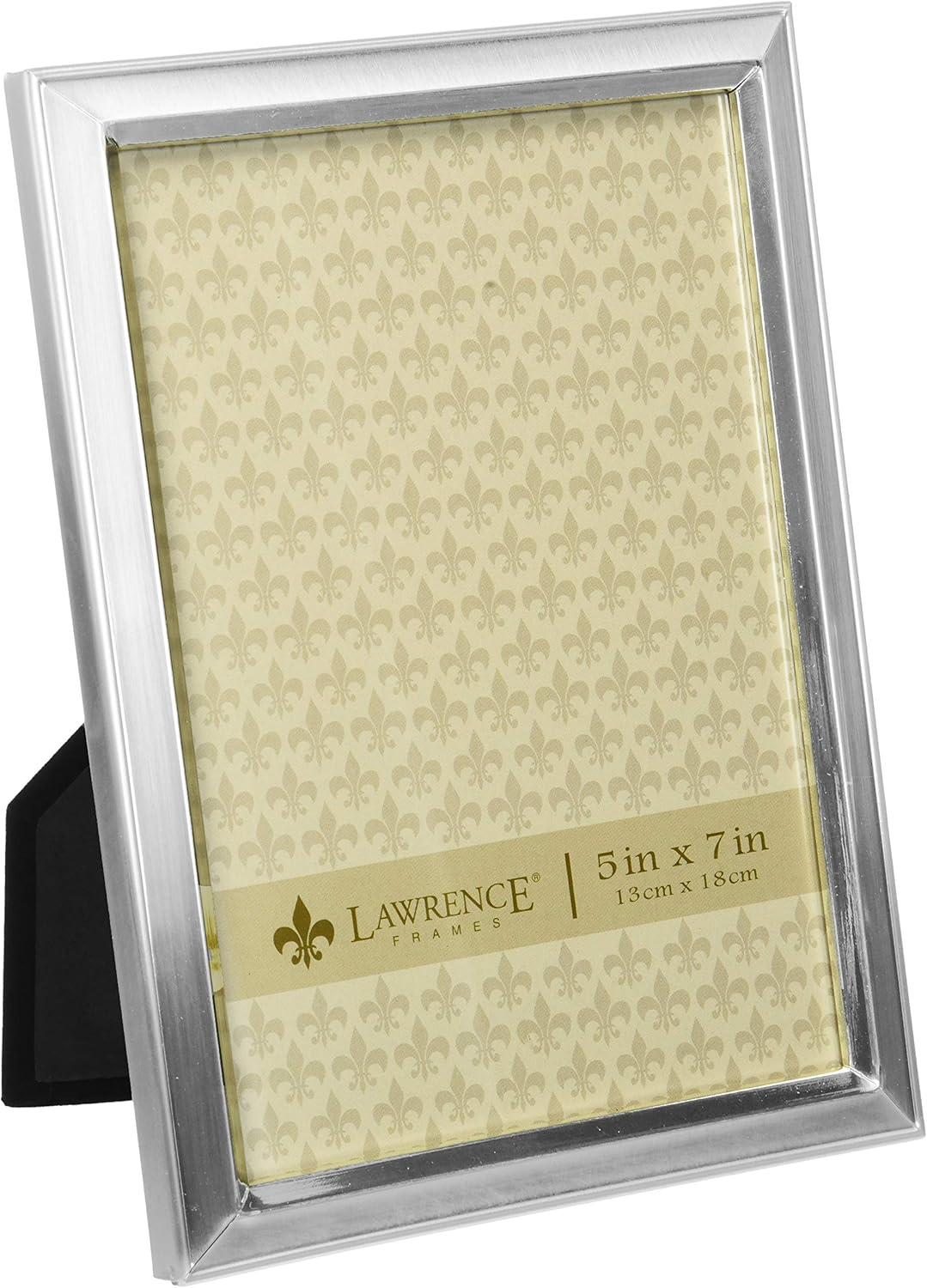 Lawrence Frames 750157 Lawrence Frames Brushed Silver Plated 5x7 Metal Picture Frame