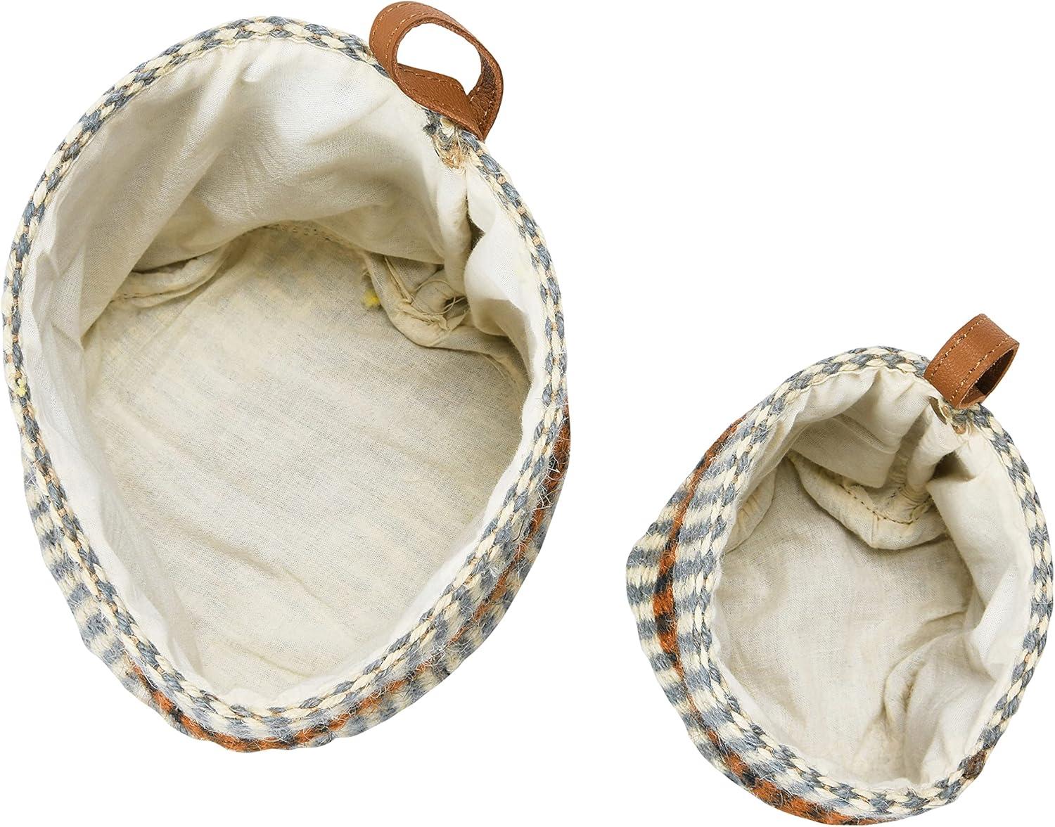 Creative Co-Op Woven Jute Baskets with Liner, Rust Striped, Set of 2 Sizes