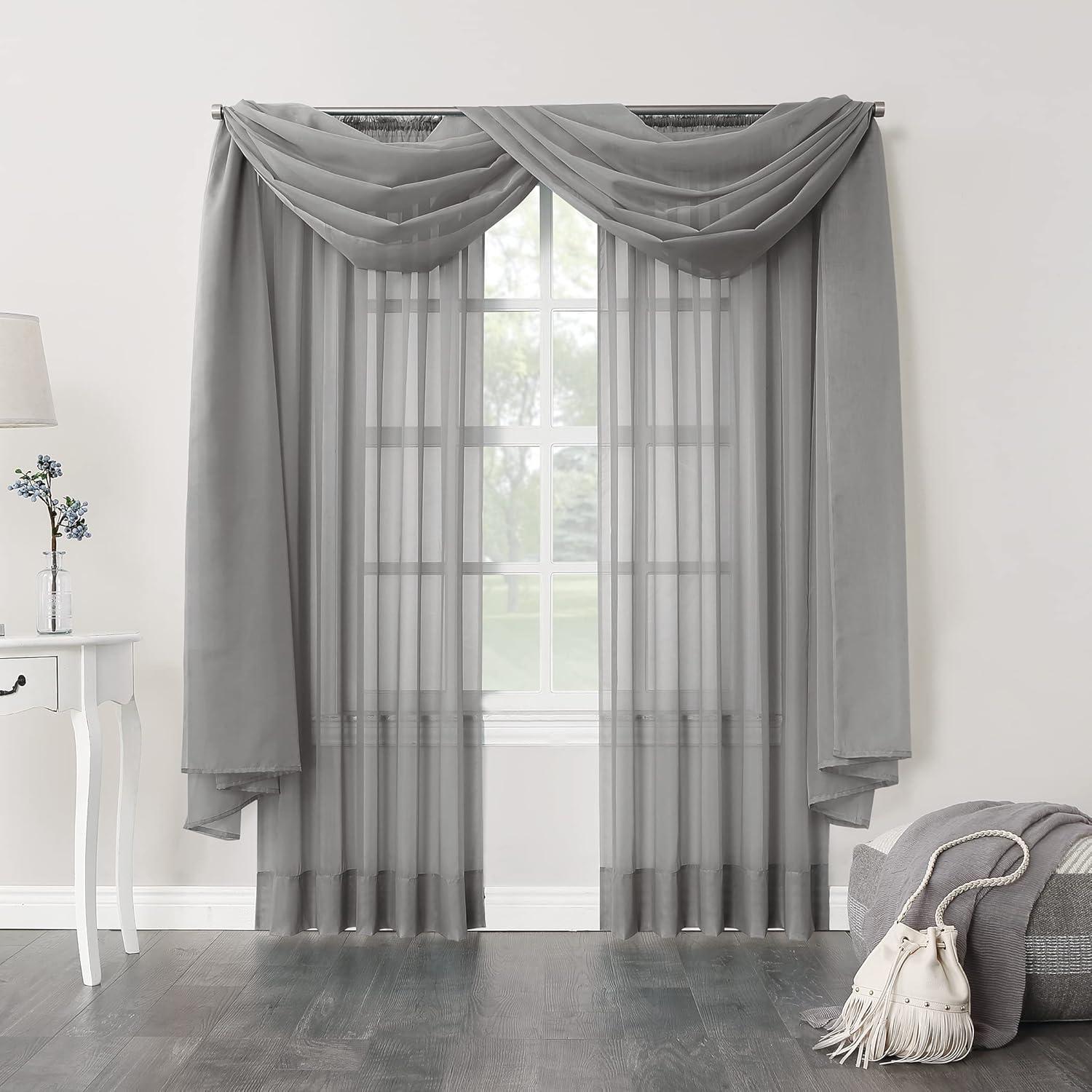 84"x59" Emily Sheer Voile Rod Pocket Curtain Panel Charcoal - No. 918
