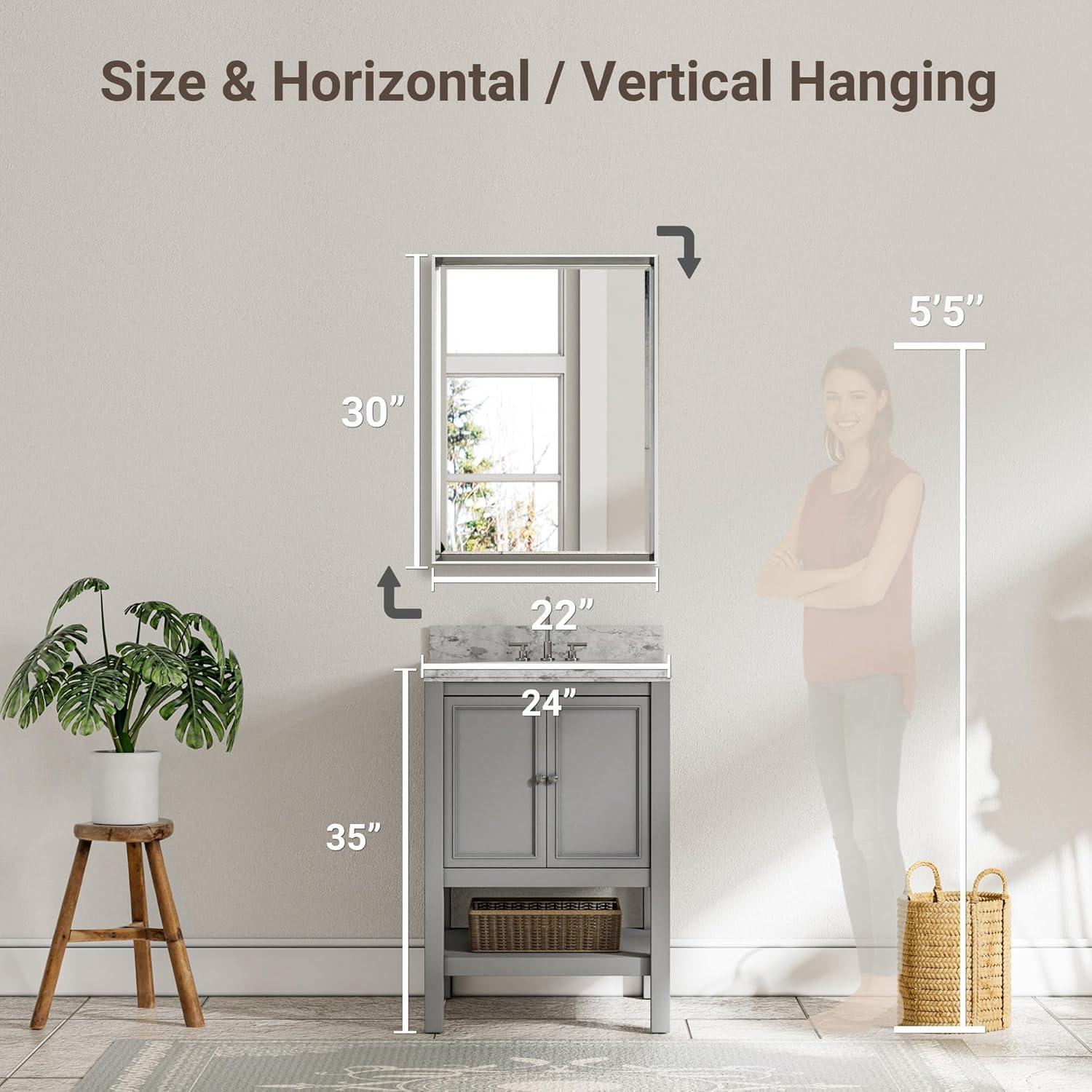 Lohoski Decorative Wall Mirror Beveled Design, Bathroom Vanity Mirror Accent Mirror Finish