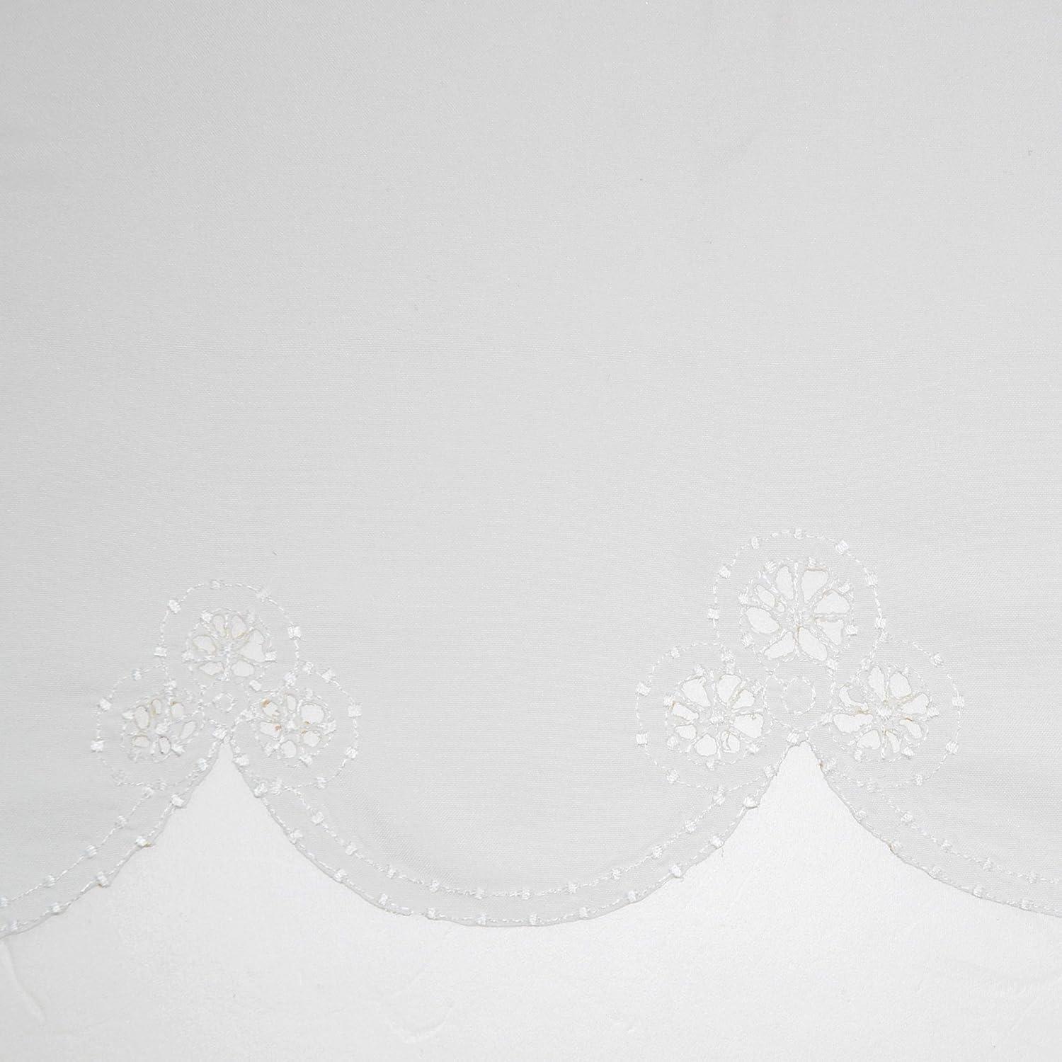 14"x58" Mariela Floral Trim Semi-Sheer Rod Pocket Kitchen Window Valance and Tiers Set White - No. 918: Light Filtering Kitchen Curtains Set