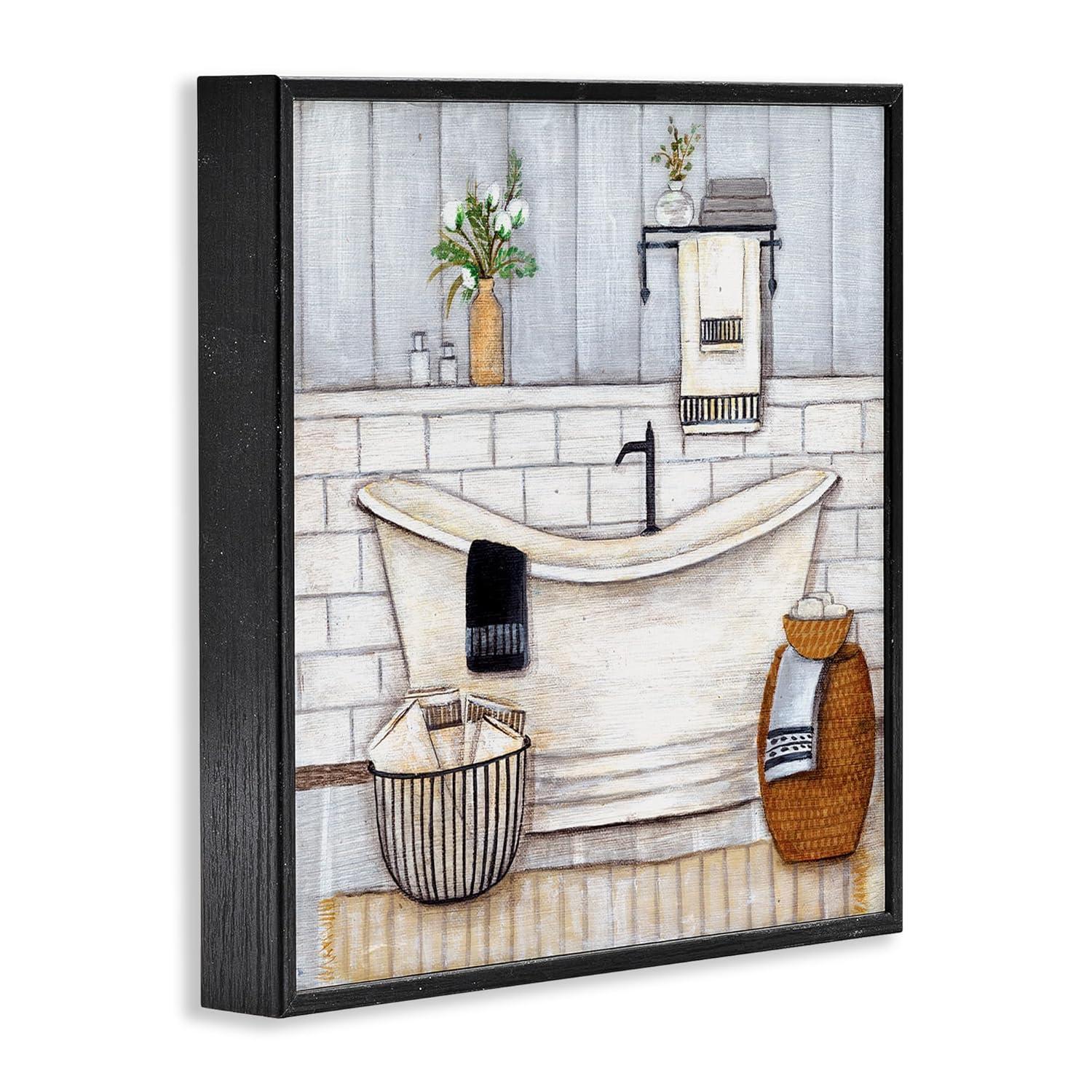 Farmhouse Style Neutral Gray Bathroom Canvas Print, 17x17