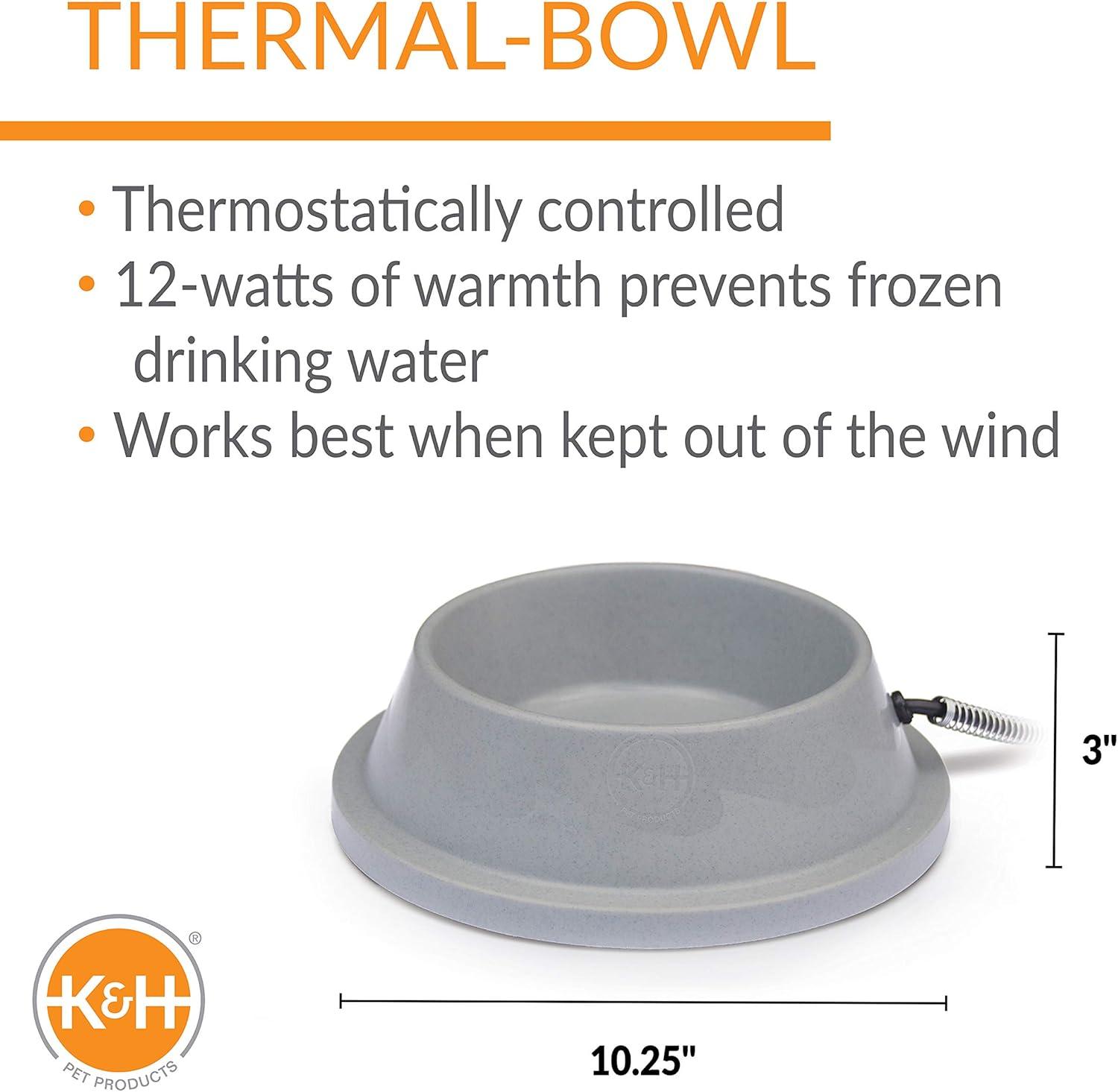 K&H Pet Products Thermal-Bowl 32oz. Slate Gray 12W