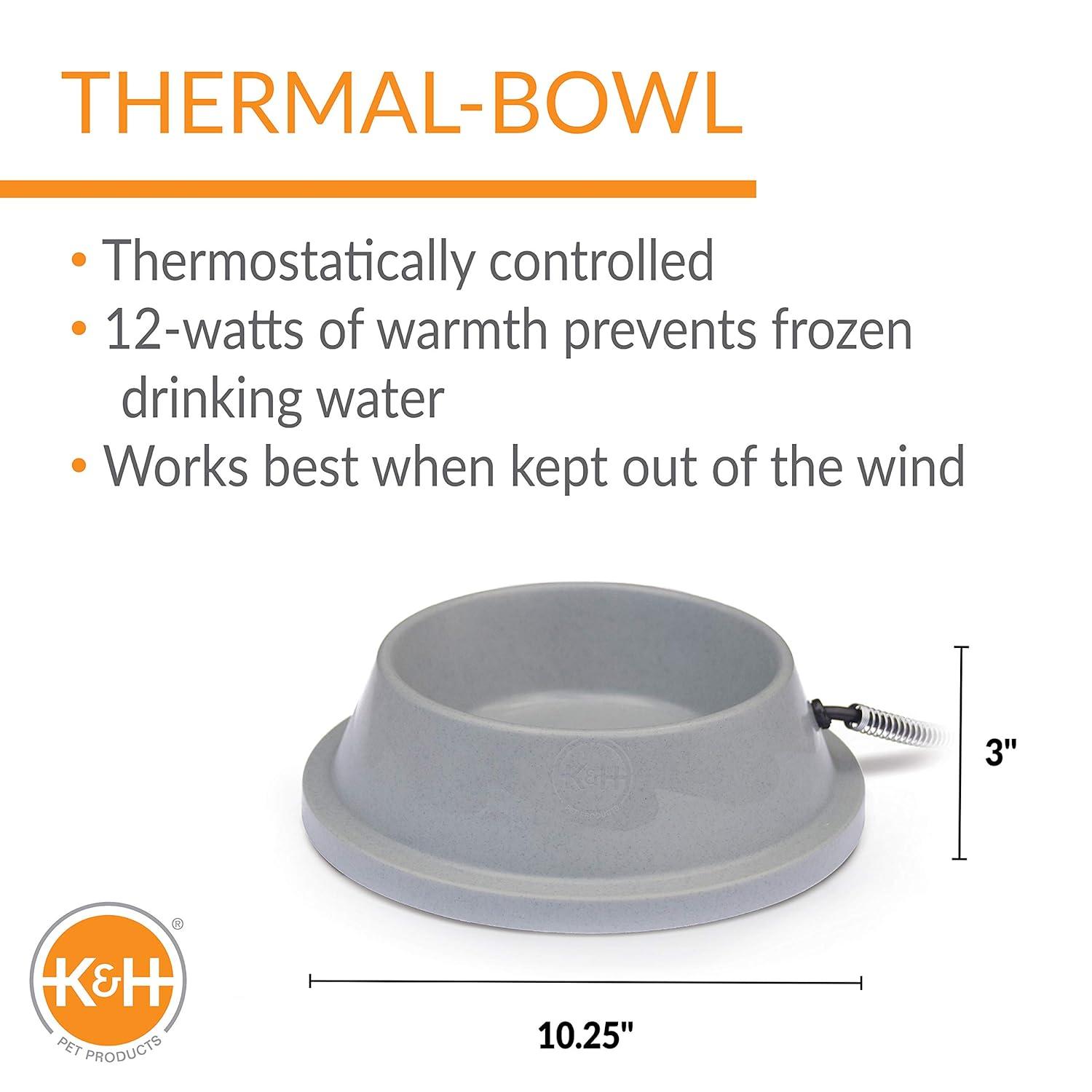 K&H Pet Products Thermal-Bowl 32oz. Slate Gray 12W
