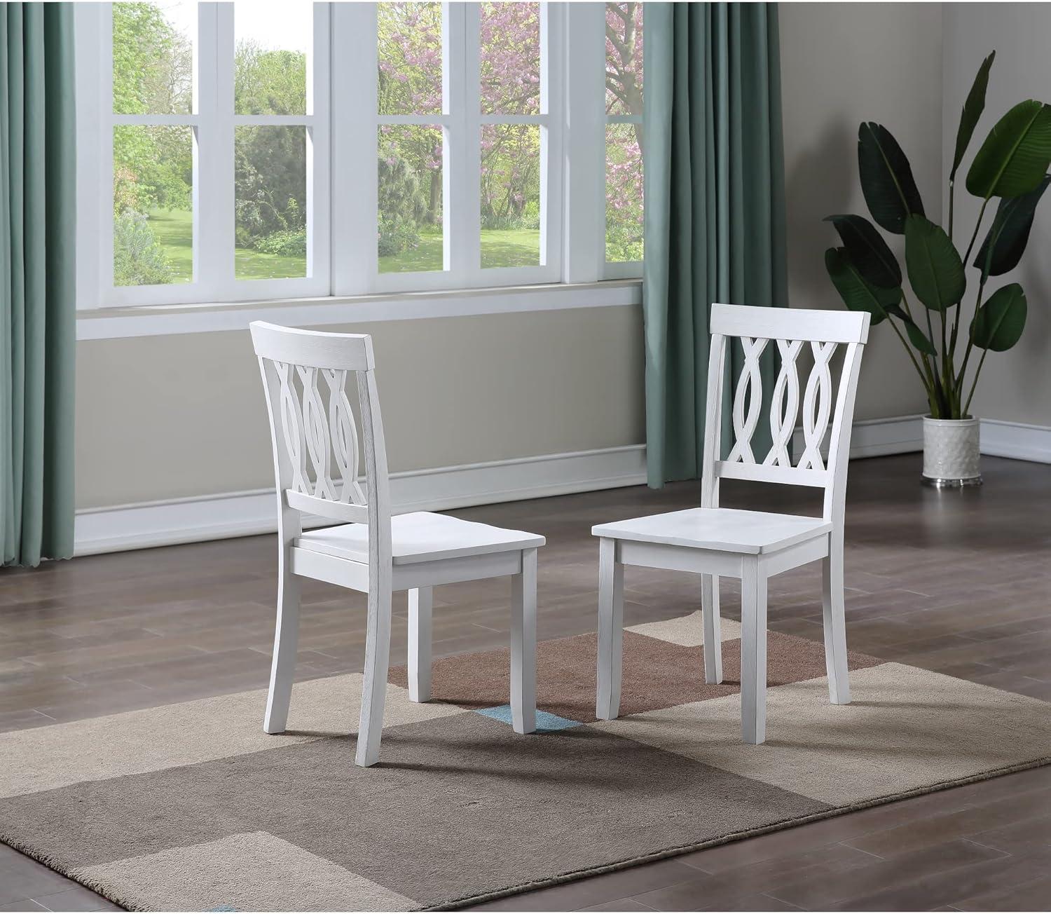 Set of 2 18" Naples Side Chairs White - Steve Silver Co.: Rubberwood, High Back, Armless Design, CARB Certified