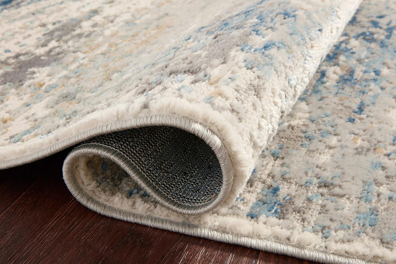 Ivory and Ocean Stain-Resistant Wool Accent Rug