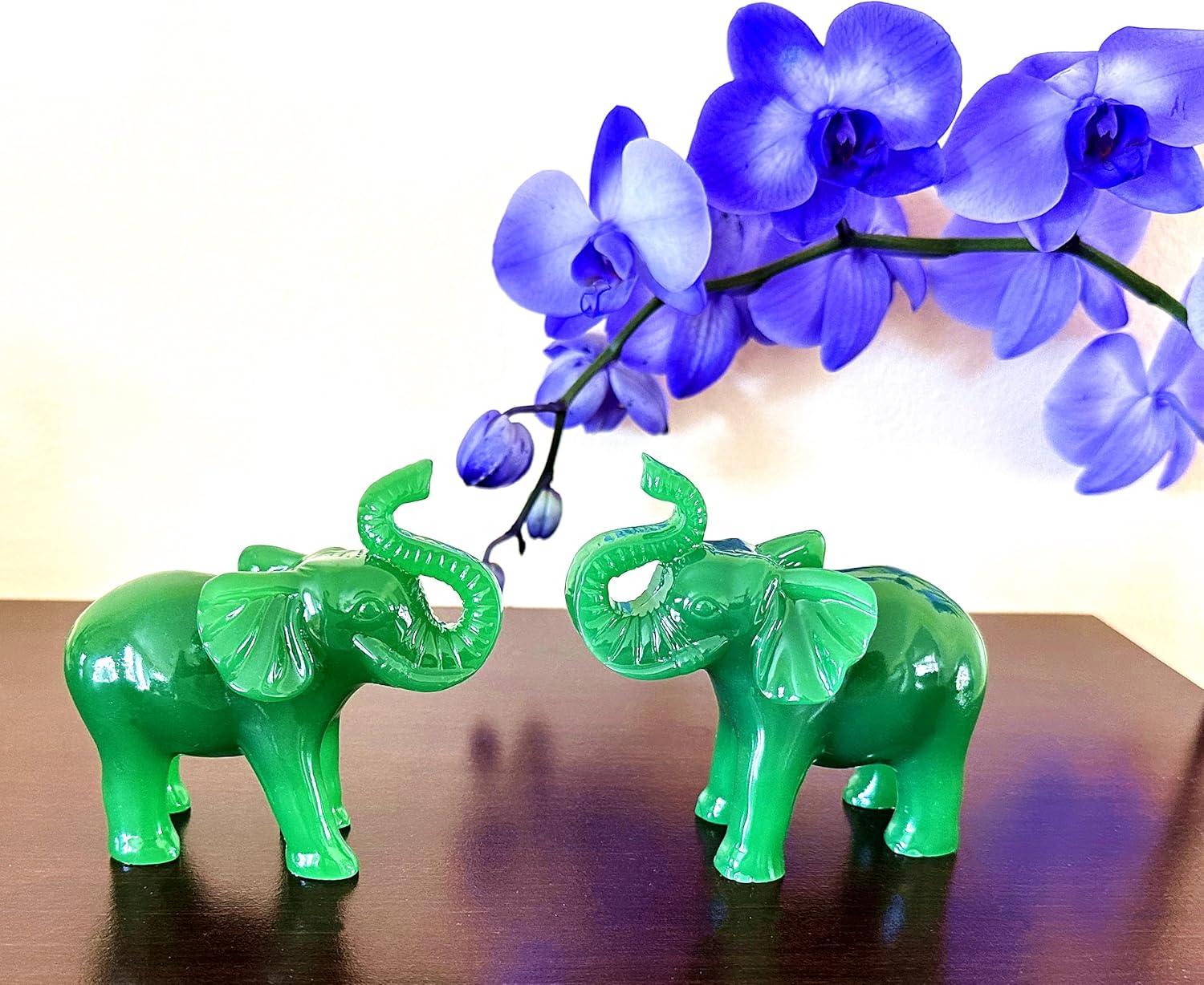 Pair of Green Elephant Statues