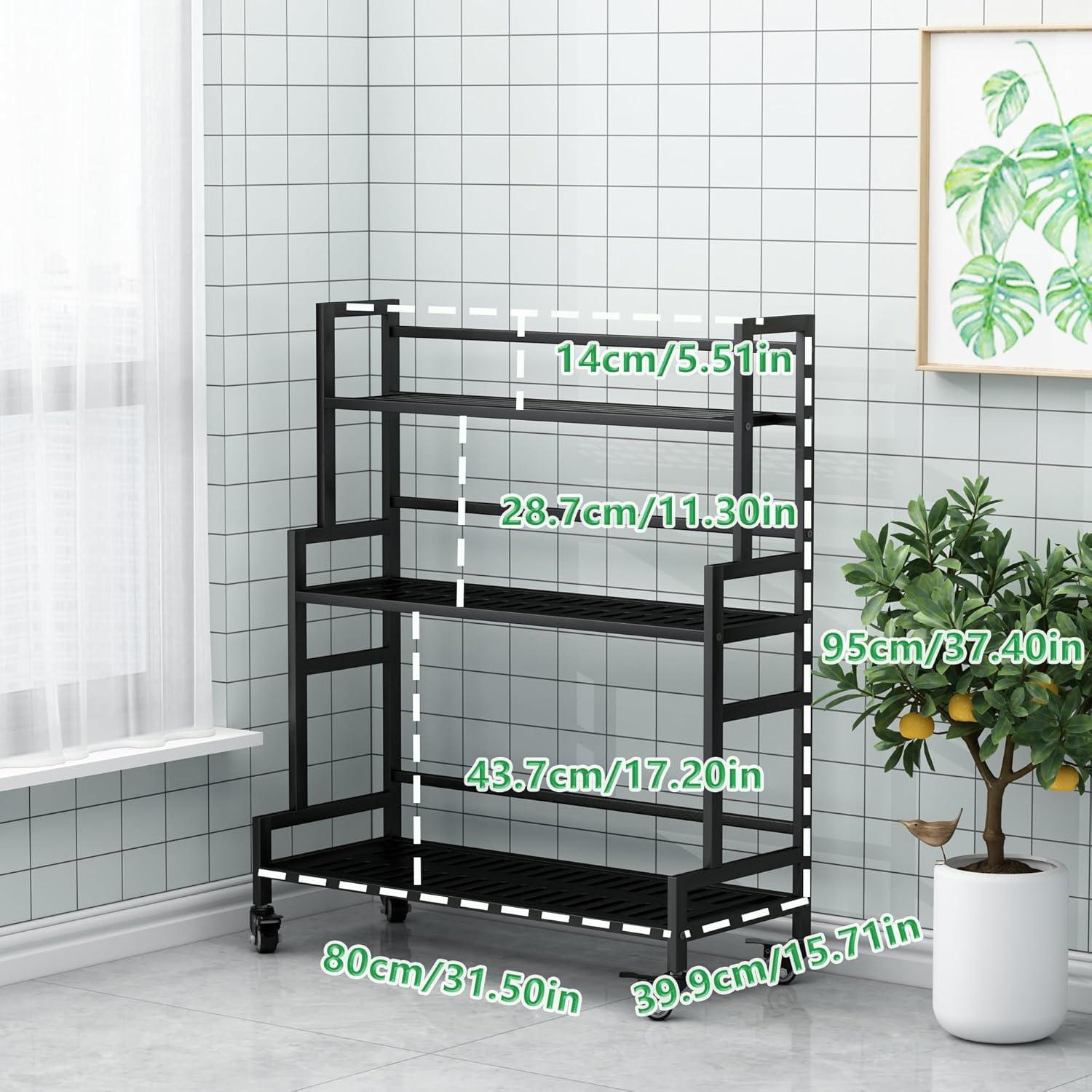 Plant Stand Indoor 3 Tier Metal Outdoor  (Black)