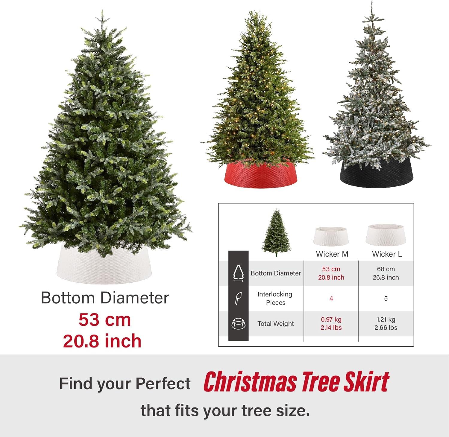 Tree Nest Wicker Christmas Tree Skirt Tree Collar (White, Medium) -Re-boxed