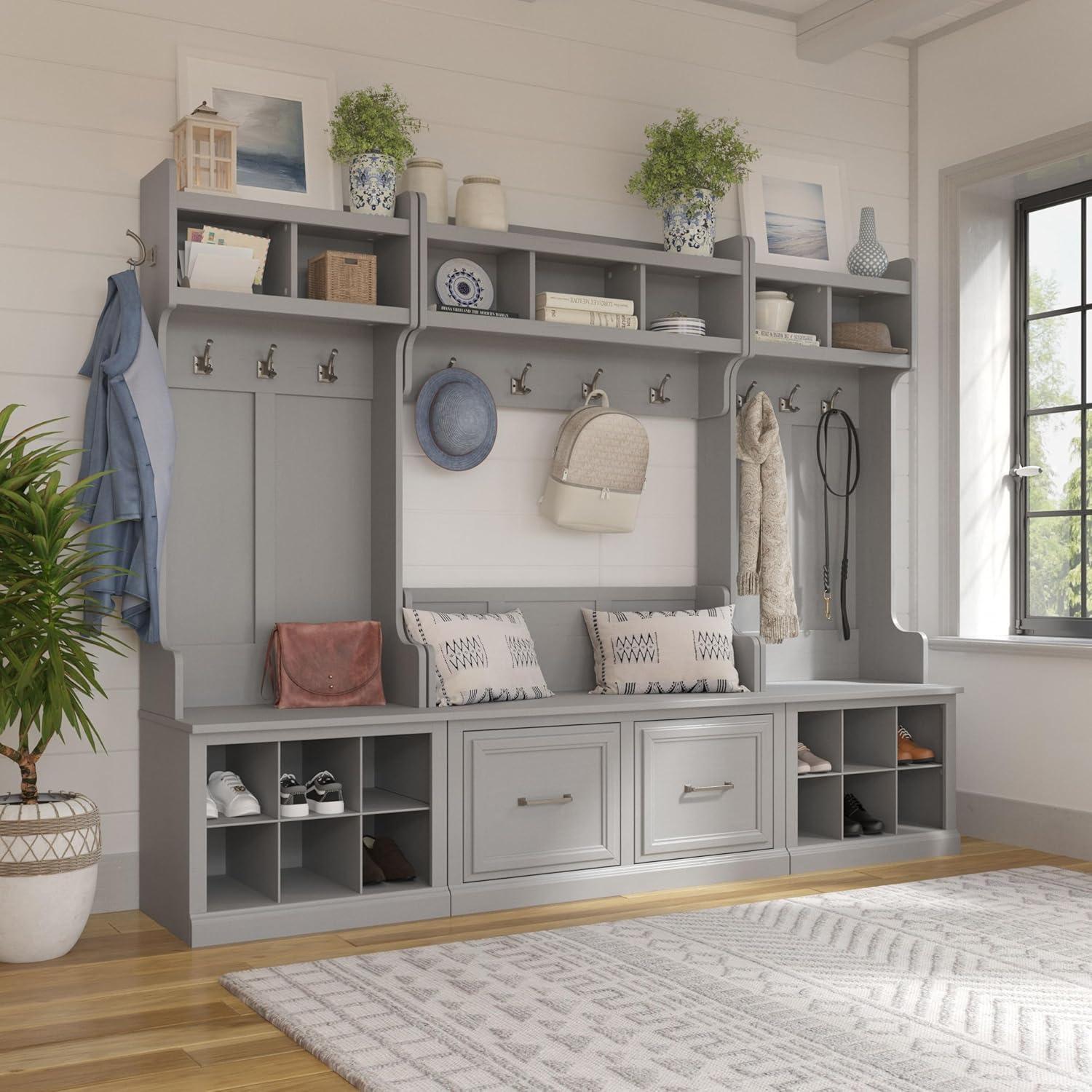 Woodland Full Entryway Storage Set with Doors in Cape Cod Gray - Engineered Wood