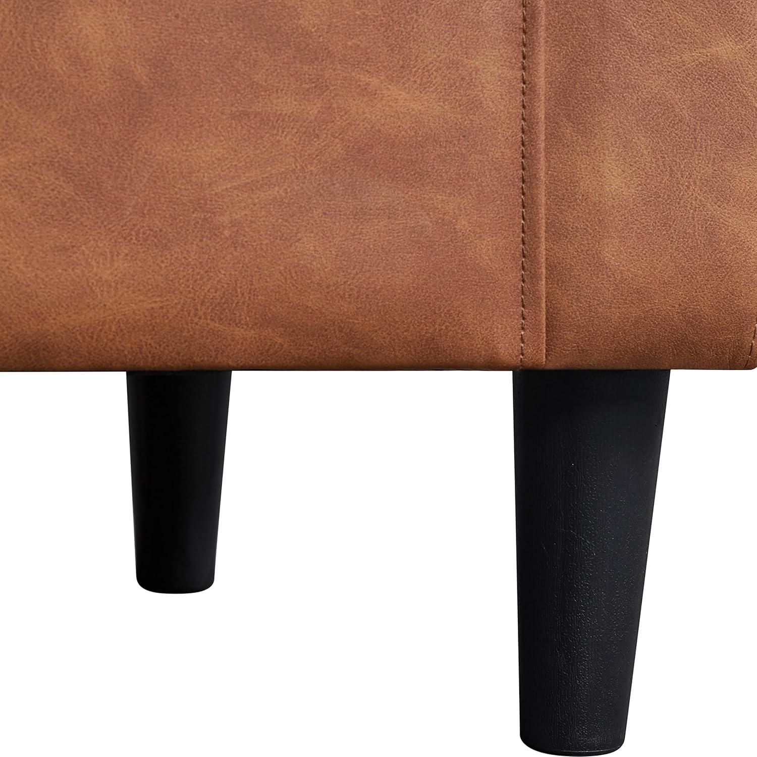 Yaheetech Faux Leather Upholstered Accent Chair Barrel Chairs, Brown