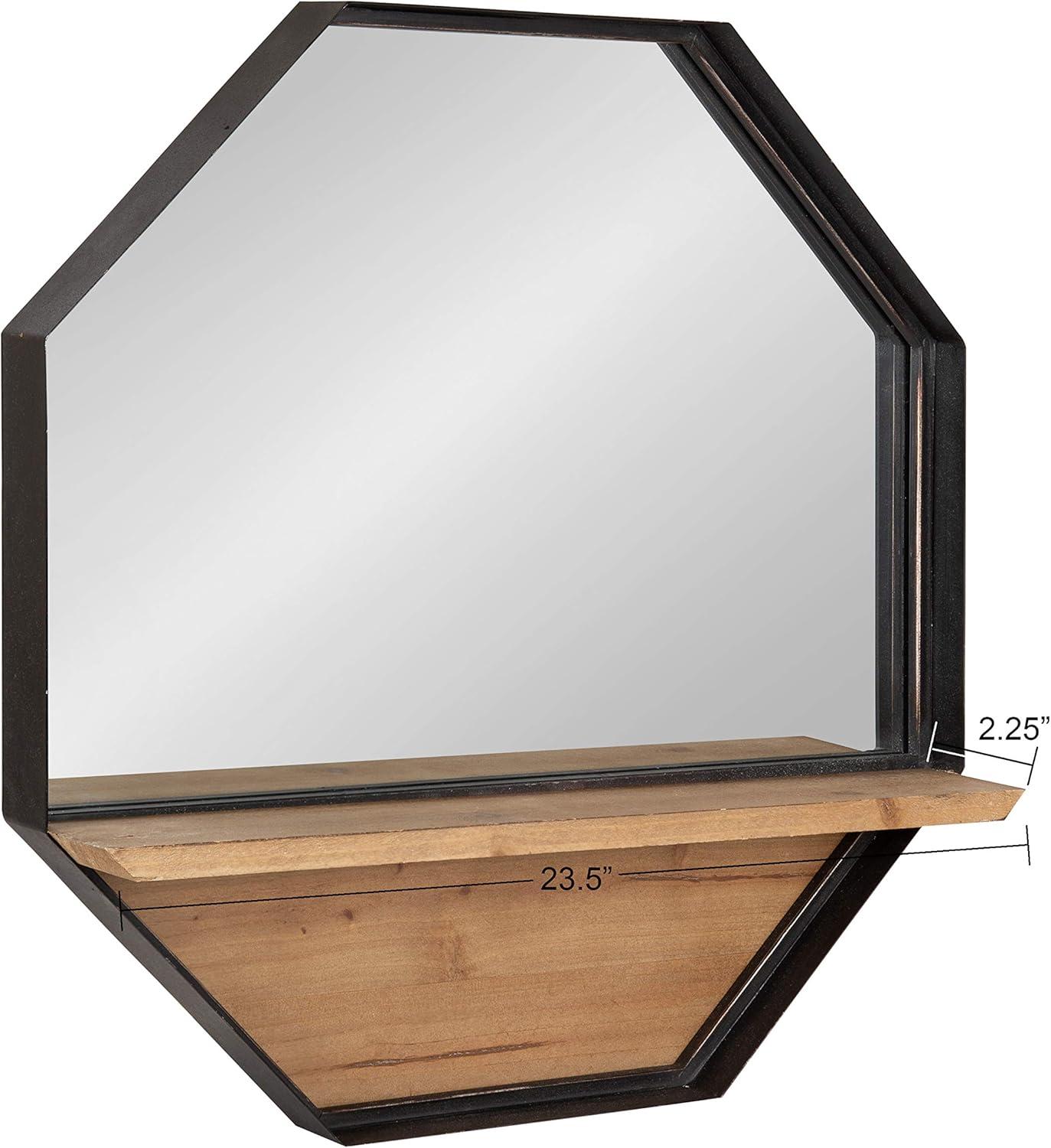 24" x 24" Owing Functional Wall Mirror Brown - Kate & Laurel All Things Decor: Modern Octagon Shape, Metal Frame