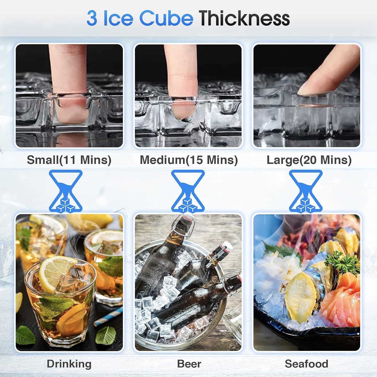 Commercial Ice Maker Machine, 70 LBS/24H Under Counter Large Ice Machine w/ 10 LBS Capacity Ice Storage Bin, 2 Water Inlet Modes, Freestanding & Built in Ice Maker for Bar/Home/Office/Shop, White