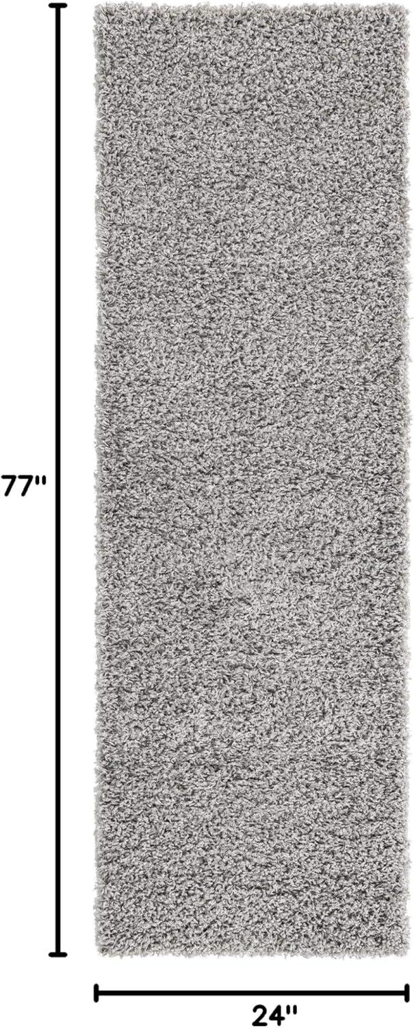 Unique Loom Solid Shag Collection Area Rug (2' x 6' 5" Runner, Cloud Gray)