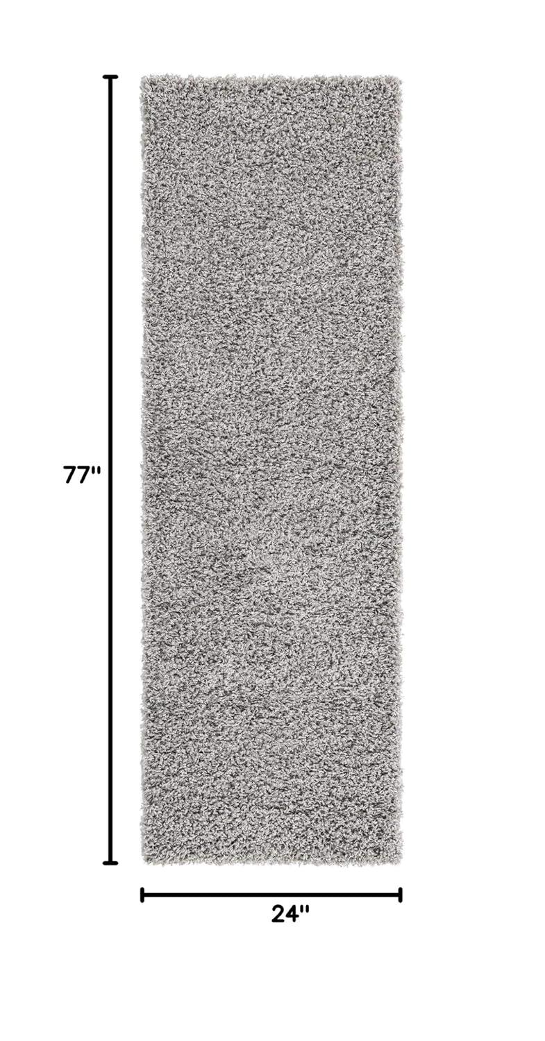 Unique Loom Solid Shag Collection Area Rug (2' x 6' 5" Runner, Cloud Gray)