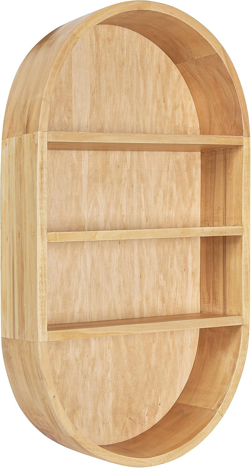 Minx Oval Solid Mango Wood Accent Wall Shelf