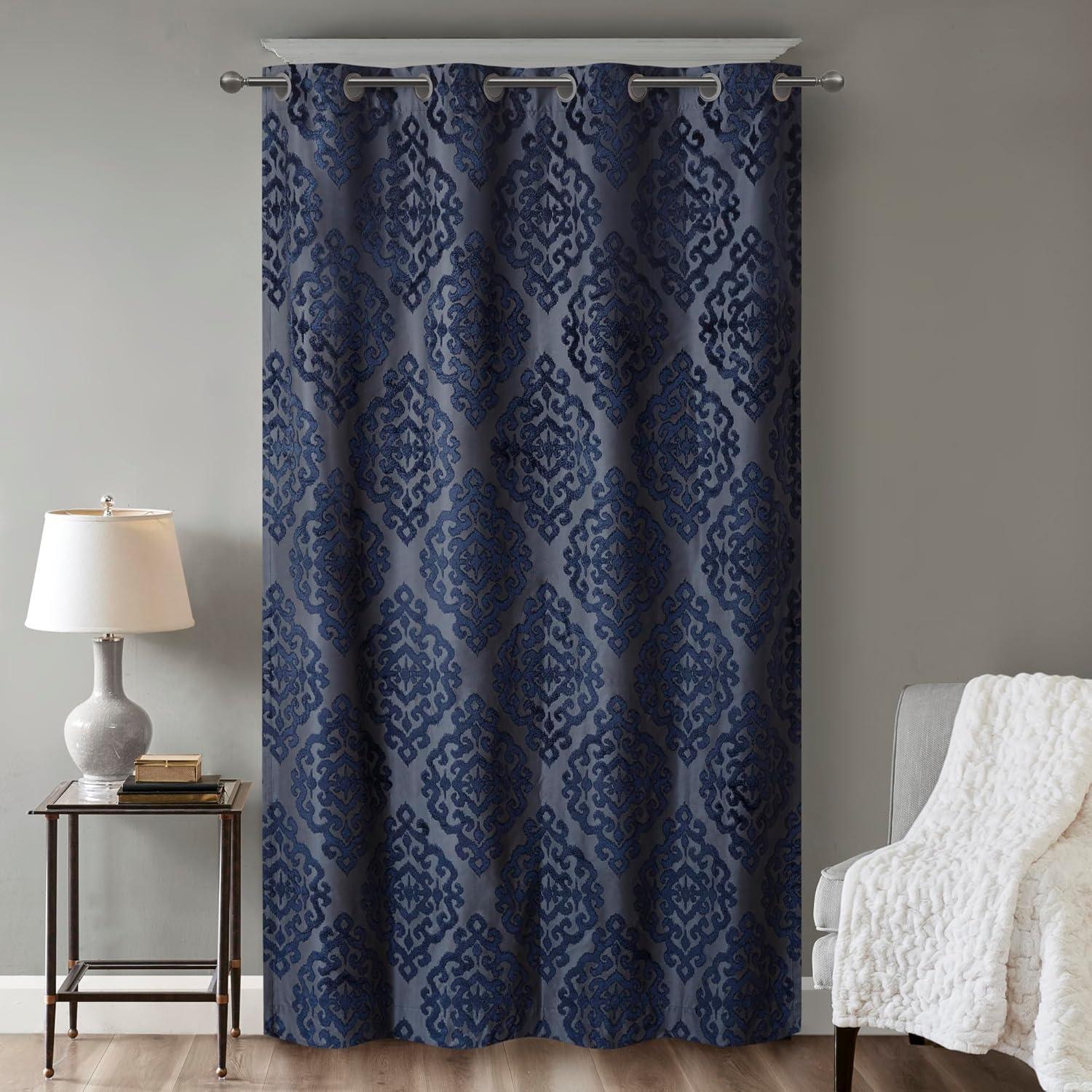 SunSmart Mirage Knitted Jacquard Damask Total Blackout Grommet Top Curtain Panel