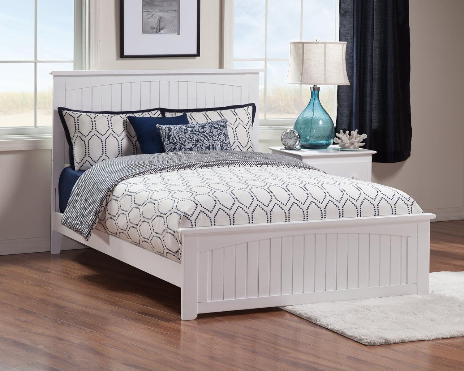 Nantucket Queen Low Profile Platform Bed with Matching Footboard in White