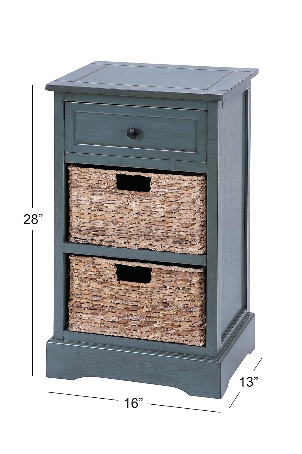 Wooden Side Chest with Wicker Drawers Brown - Olivia & May
