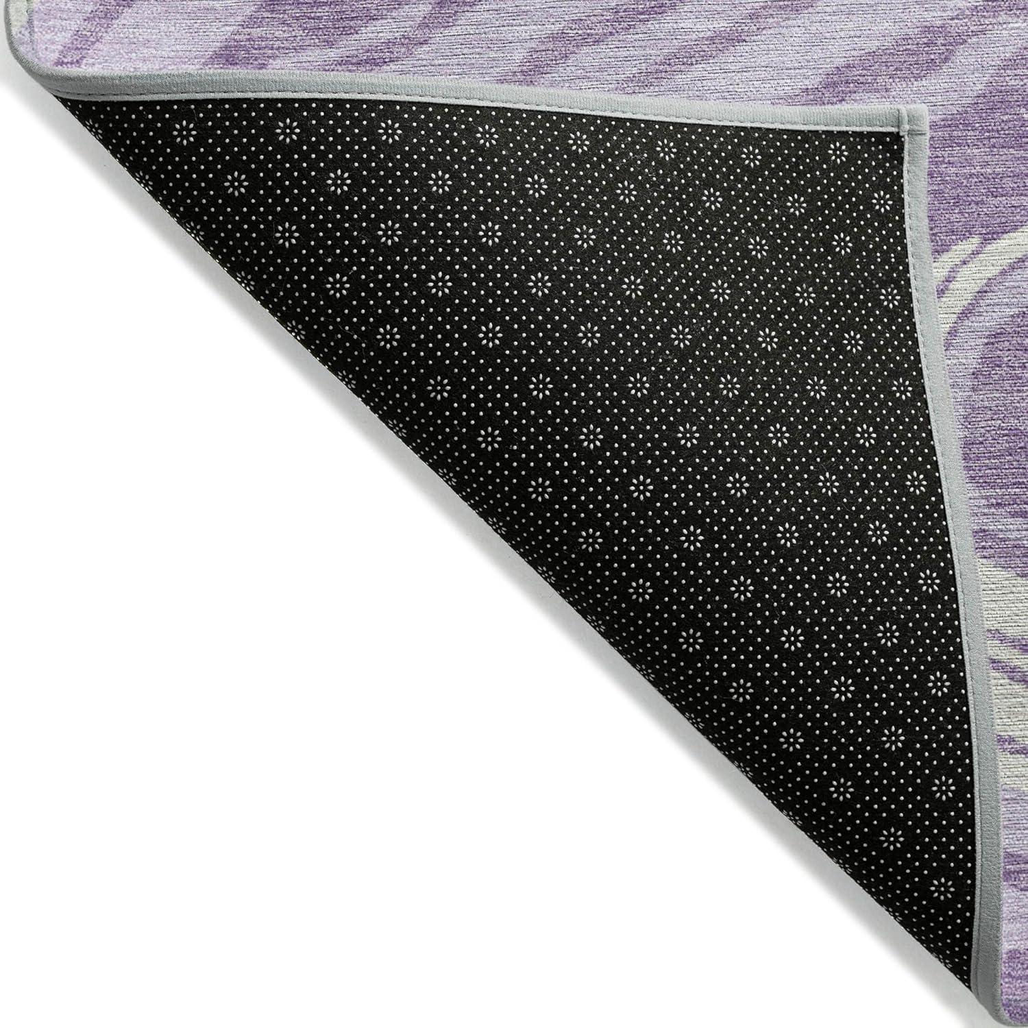 Lavender and Aqua Flat Woven Washable Synthetic Area Rug 5' x 7'