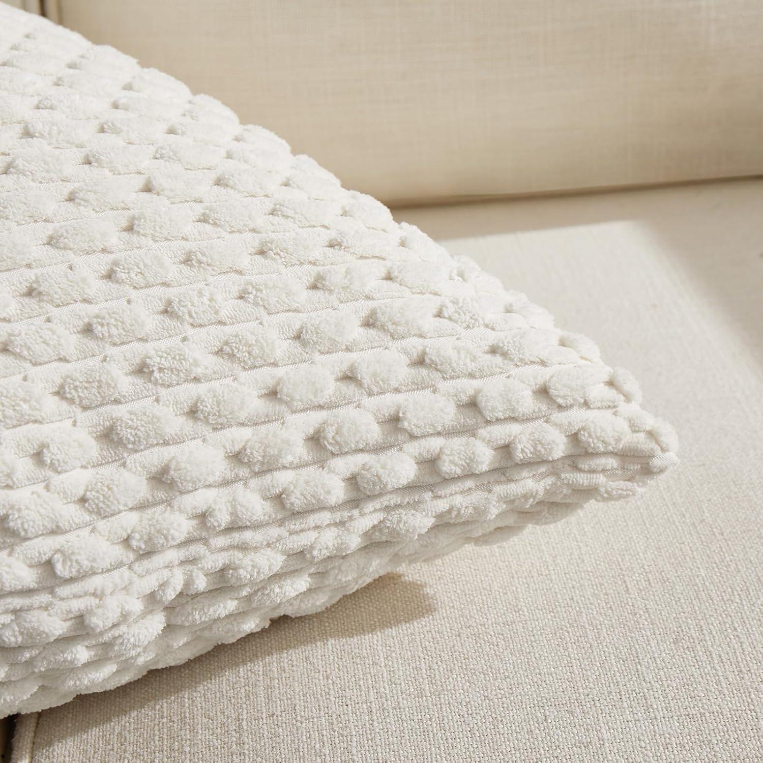 Boho Sage Green Striped Corduroy Pillow Covers - Set of 2 | Farmhouse Rectangle Cushion Cases for Sofa Couch Bed | Soft Decorative Throw Pillowcases - 12x20 Inch Home Decor