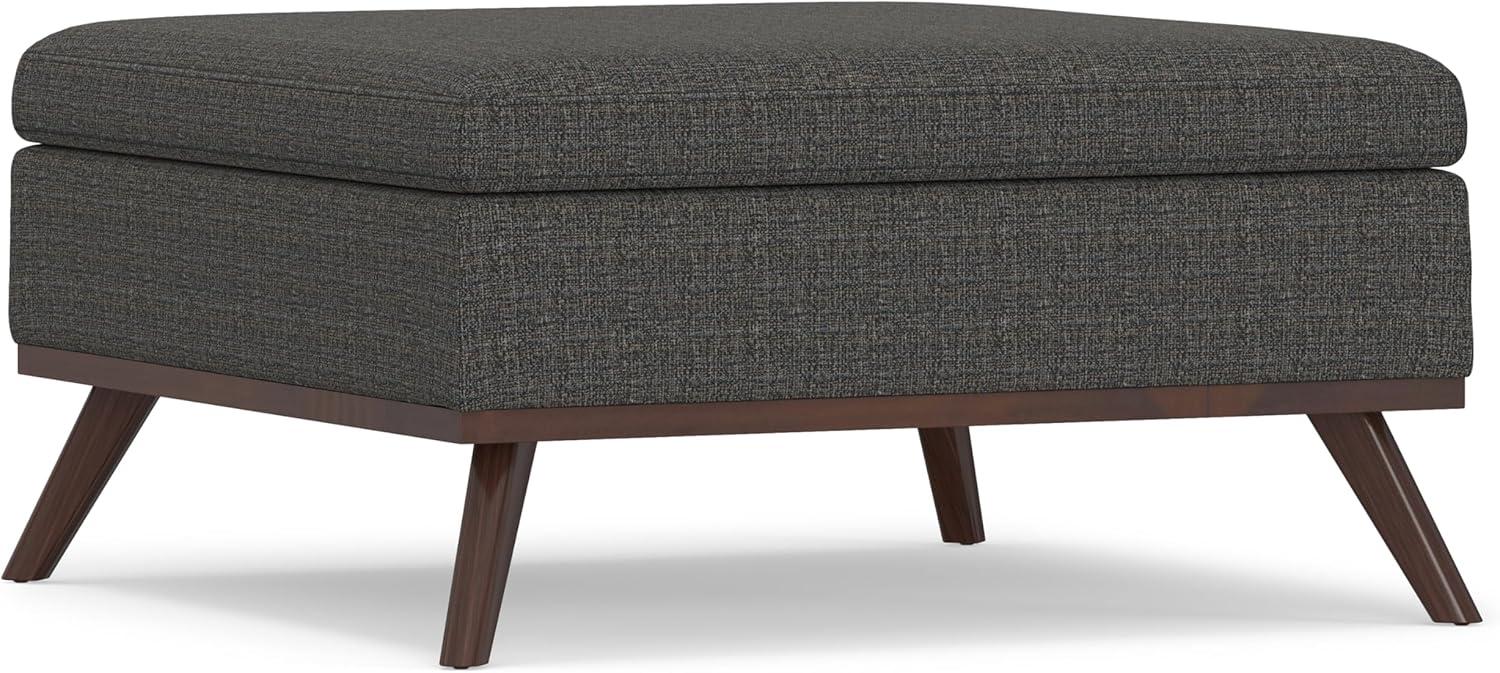 Simpli Home Owen 36" Square Upholstered Modern Coffee Table Ottoman in Ebony