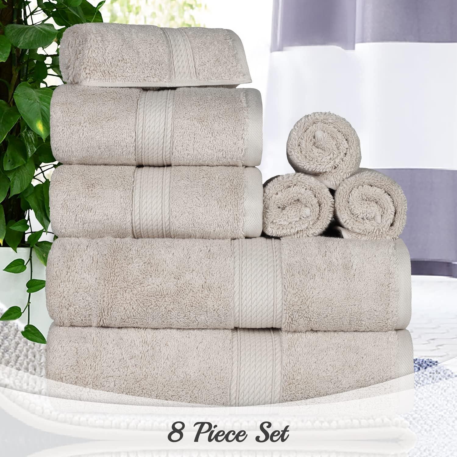 Ultra Soft Stone Egyptian Cotton 8-Piece Towel Set