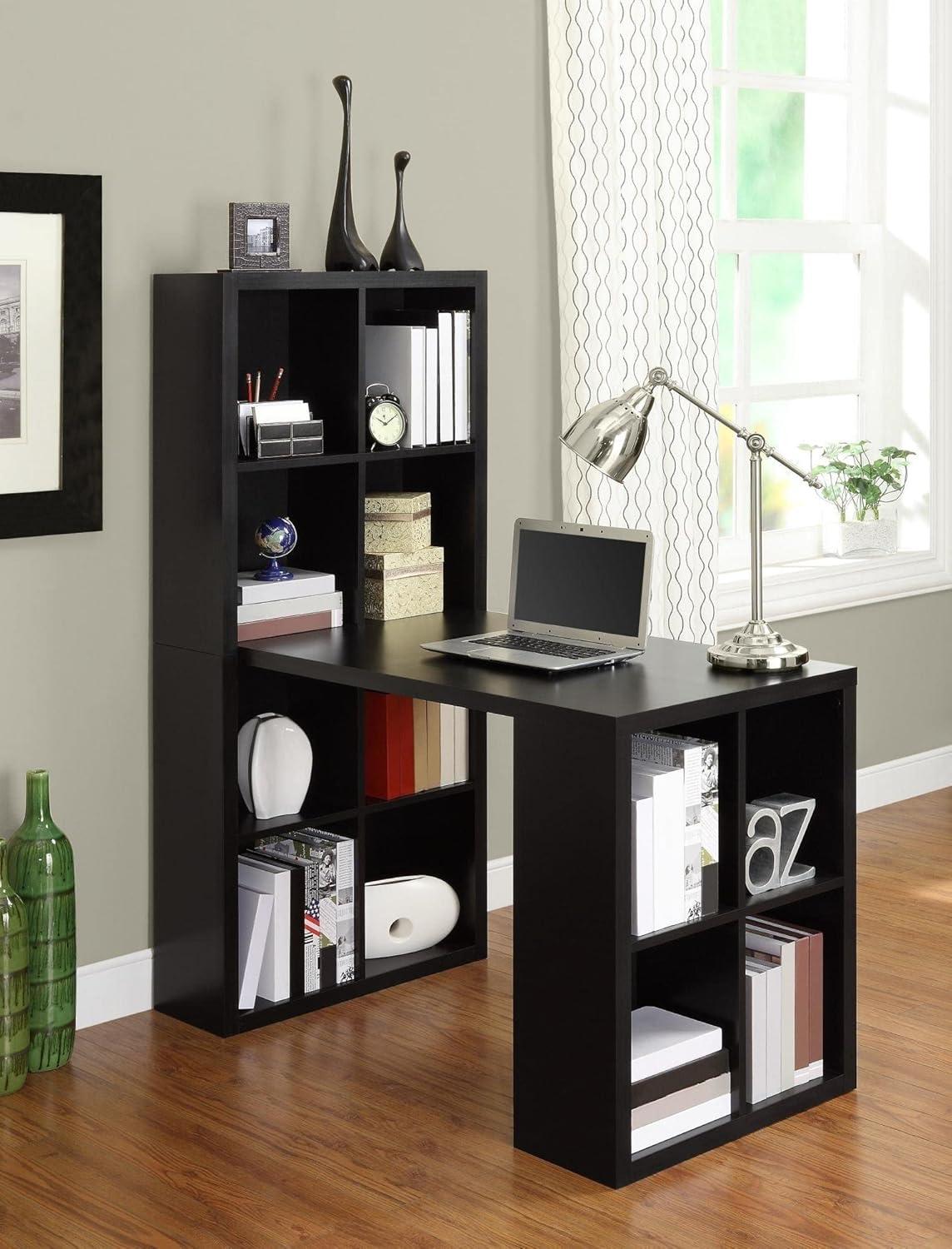 Espresso Engineered Wood Large Craft Desk with Ample Storage