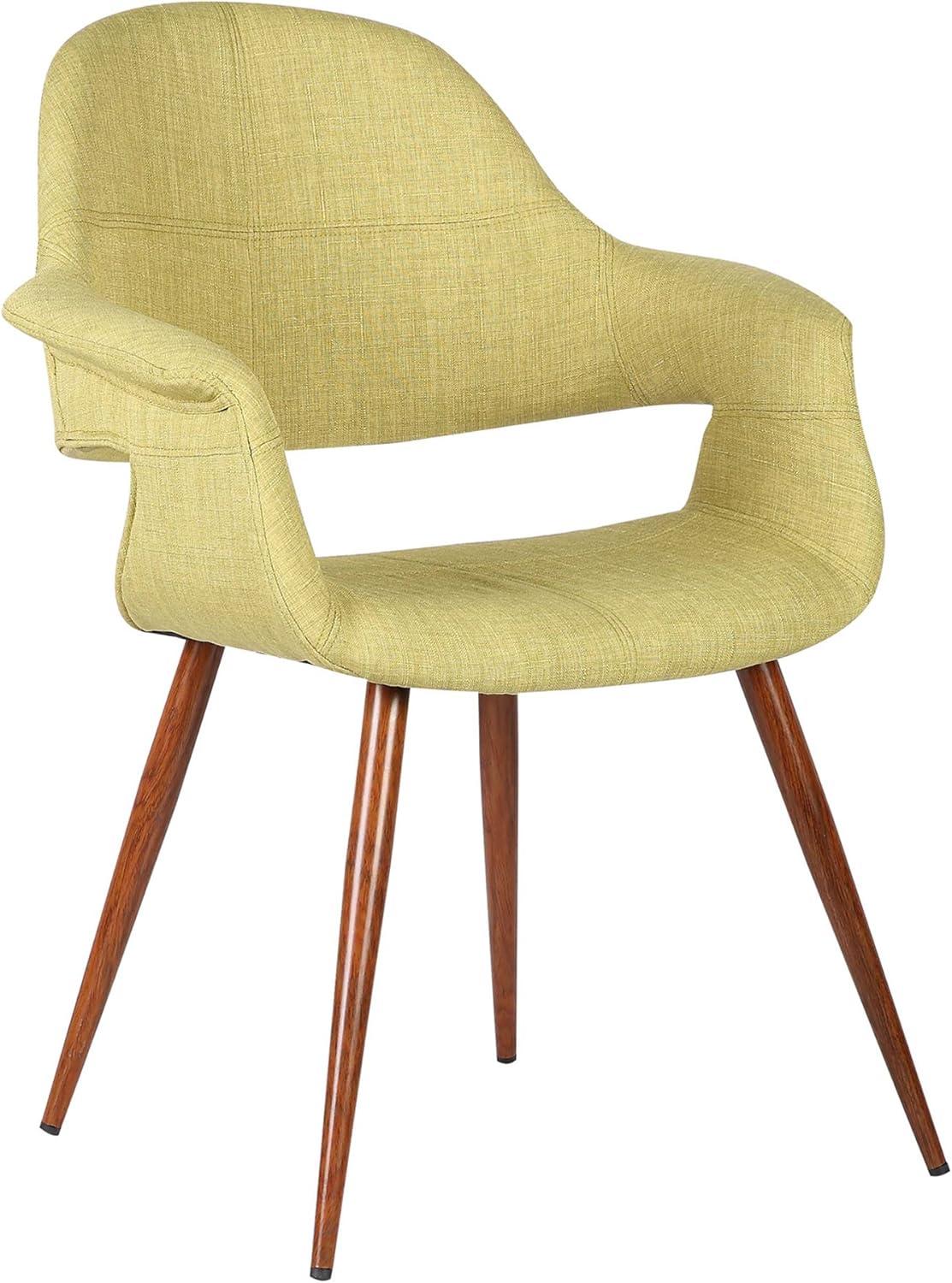 Mid Century Modern Green Upholstered Arm Chair with Walnut Legs