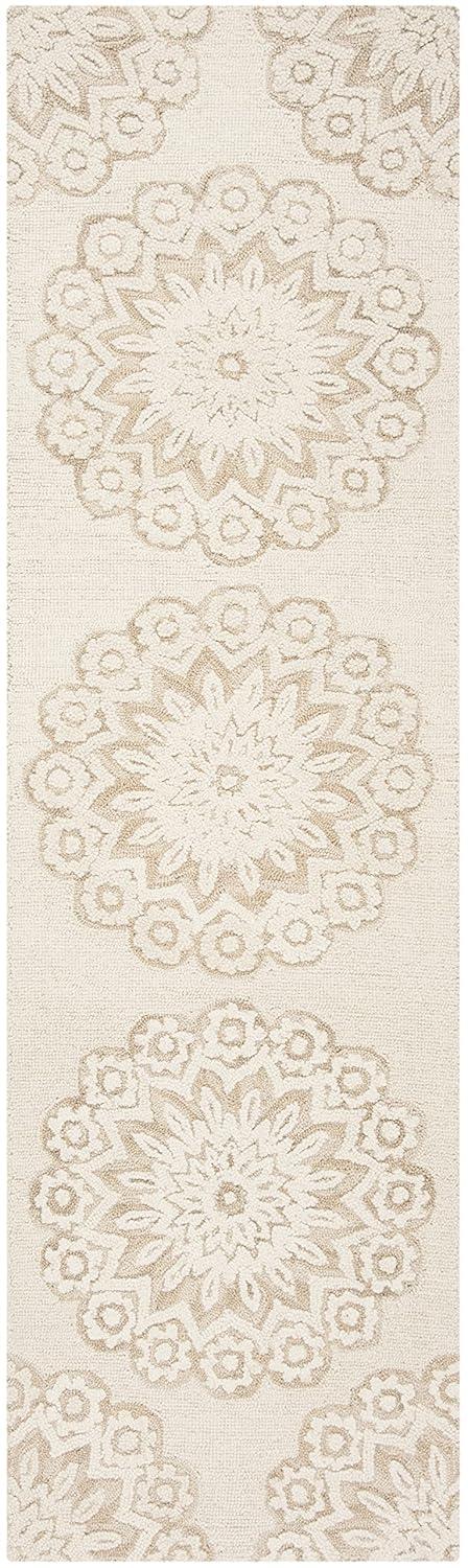 Blossom BLM108 Hand Tufted Indoor Runner Rug - Ivory/Beige - 2'3"x6' - Safavieh