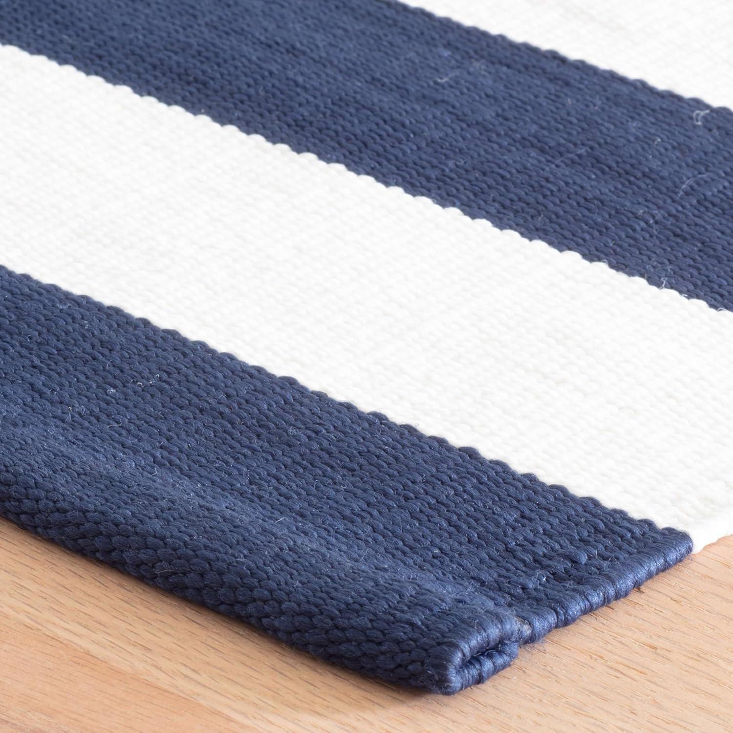 Catamaran Stripe Denim/White Handwoven Indoor/Outdoor Rug