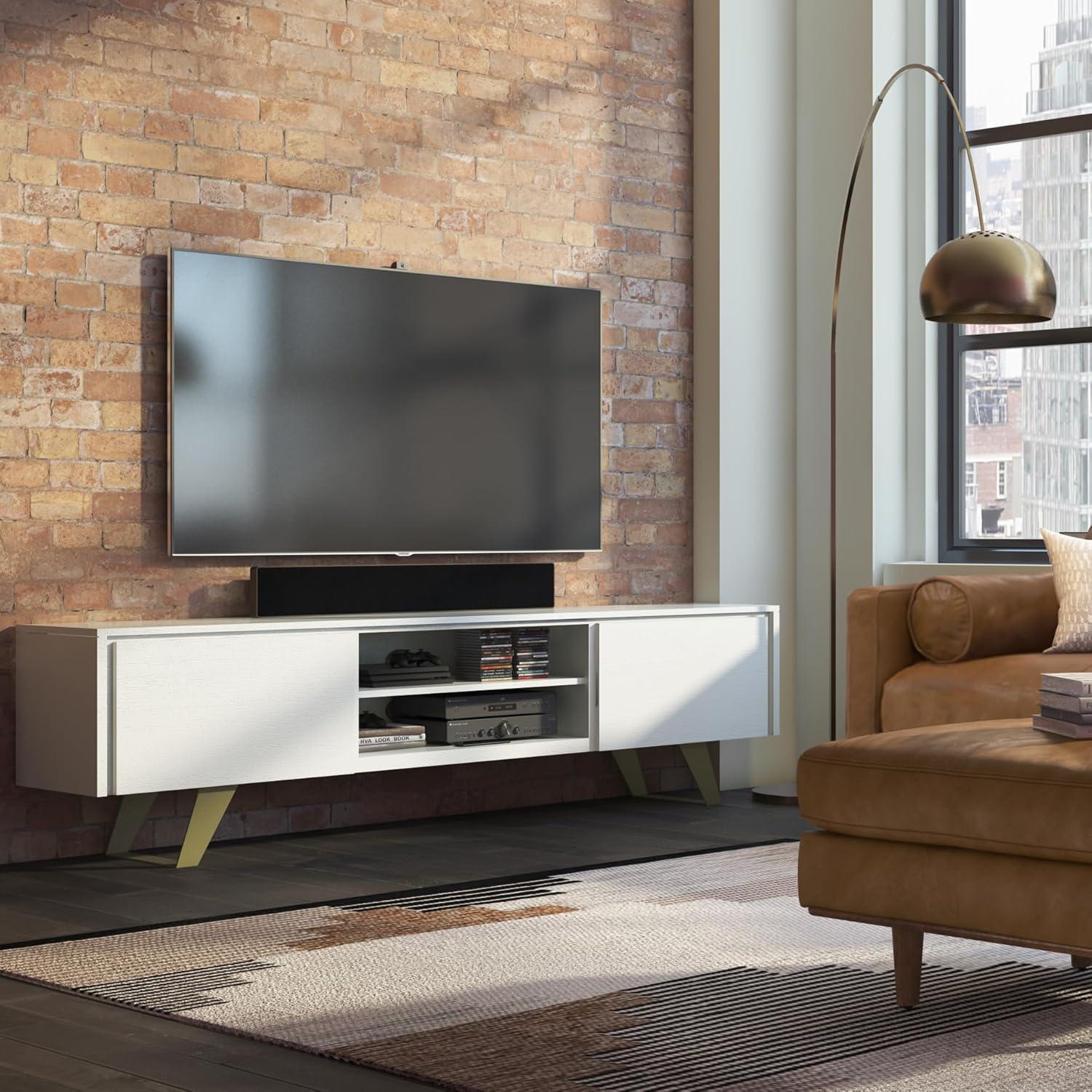 Simpli Home Lowry 63"W Solid Wood Modern Industrial TV Stand for TVs up to 70" with Storage