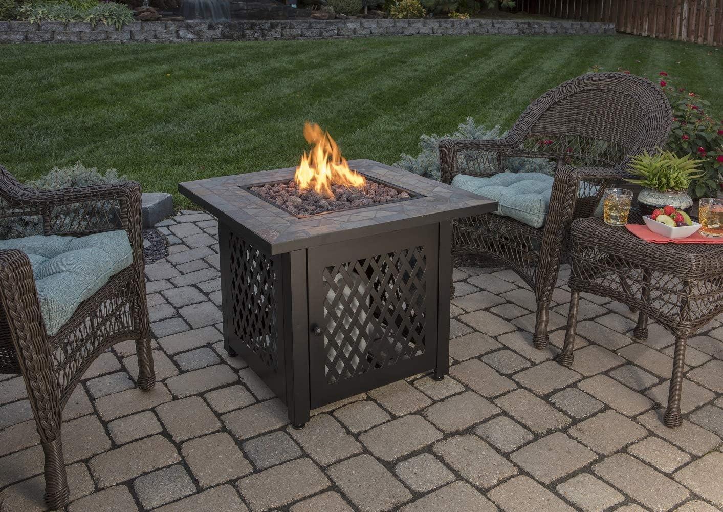 Slate and Steel Outdoor Gas Fire Pit Table