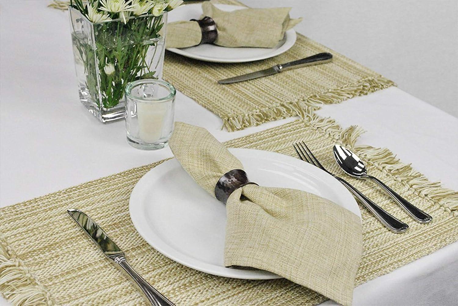 Design Imports Fringe Brown Variegated Kitchen Placemat Set (Set of 6) Taupe