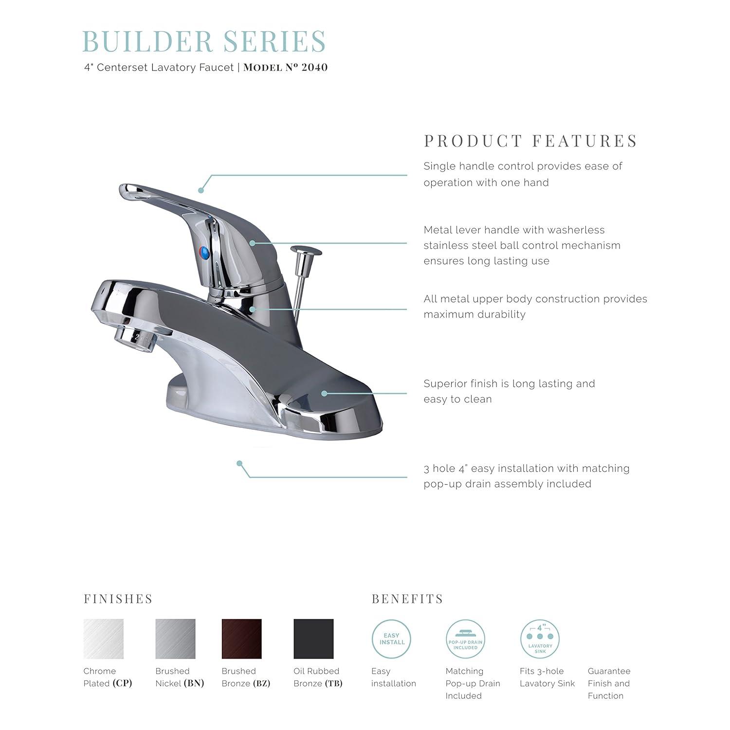 Laguna Brass Centerset Single-handle Bathroom Faucet with Drain Assembly 2040EBN