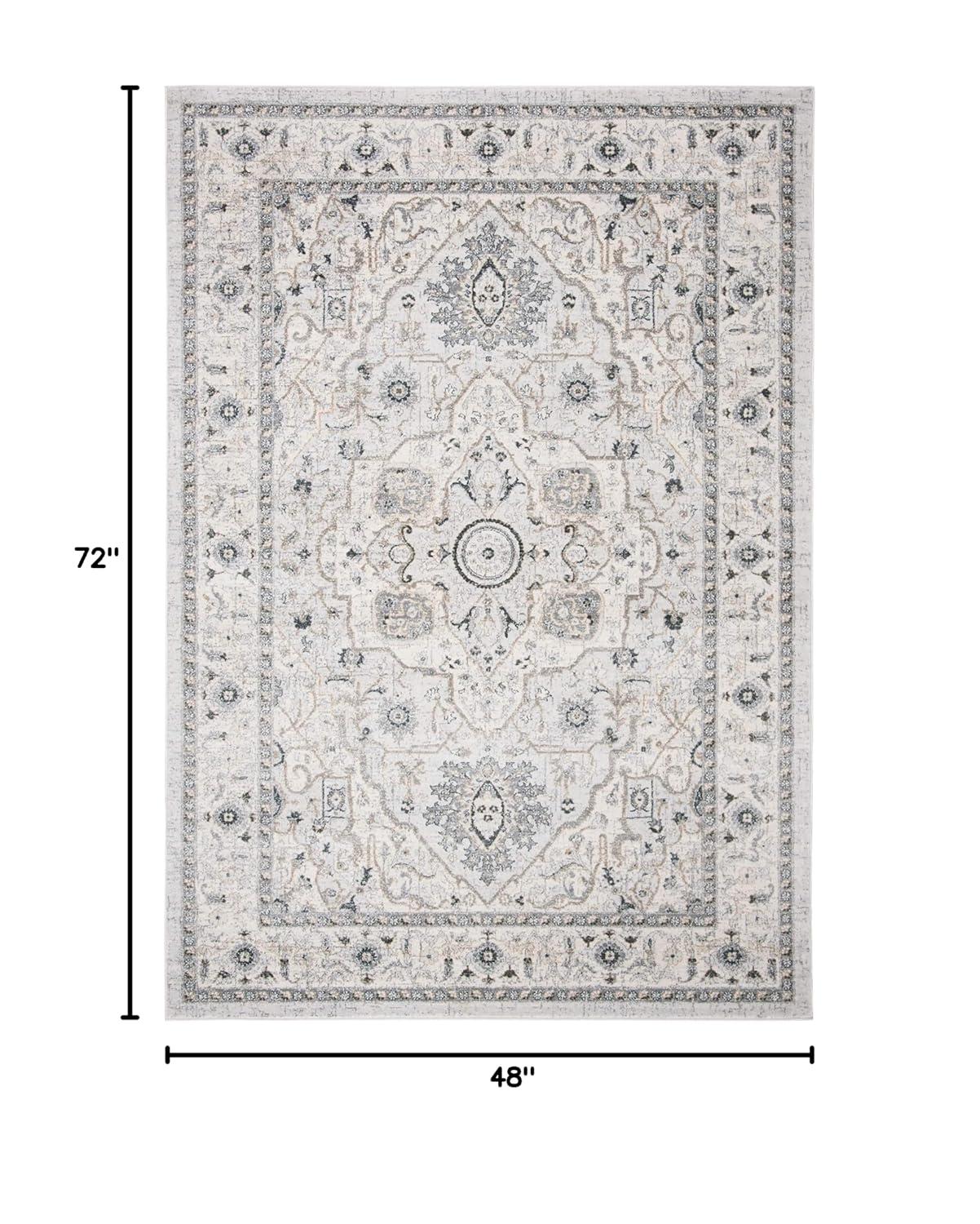 Isabella ISA936 Power Loomed Area Rug - Light Grey/Grey - 4'x6' - Safavieh.