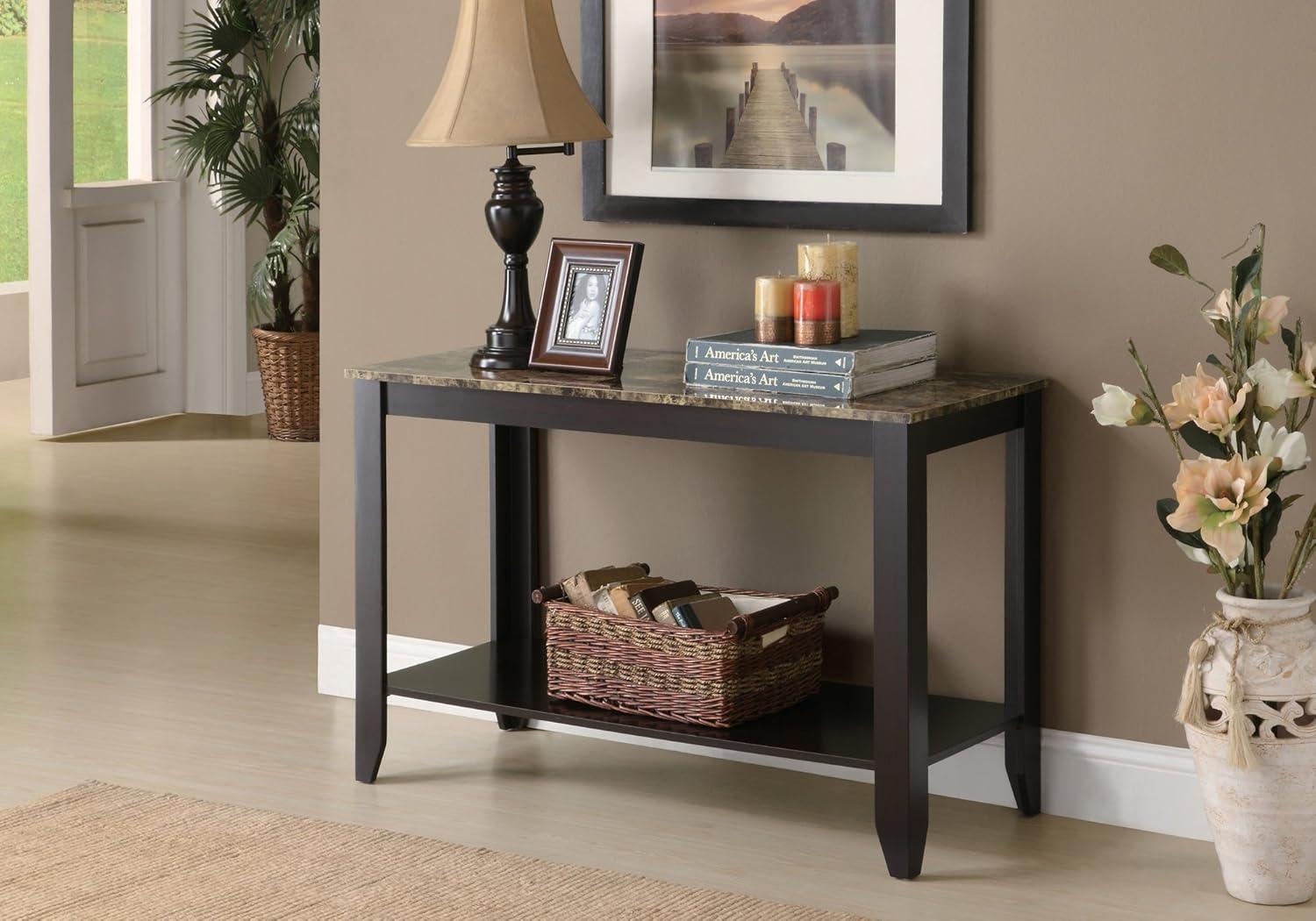 Monarch Specialties Accent Table, Console, Entryway, Narrow, Sofa, Living Room, Laminate Marble Look