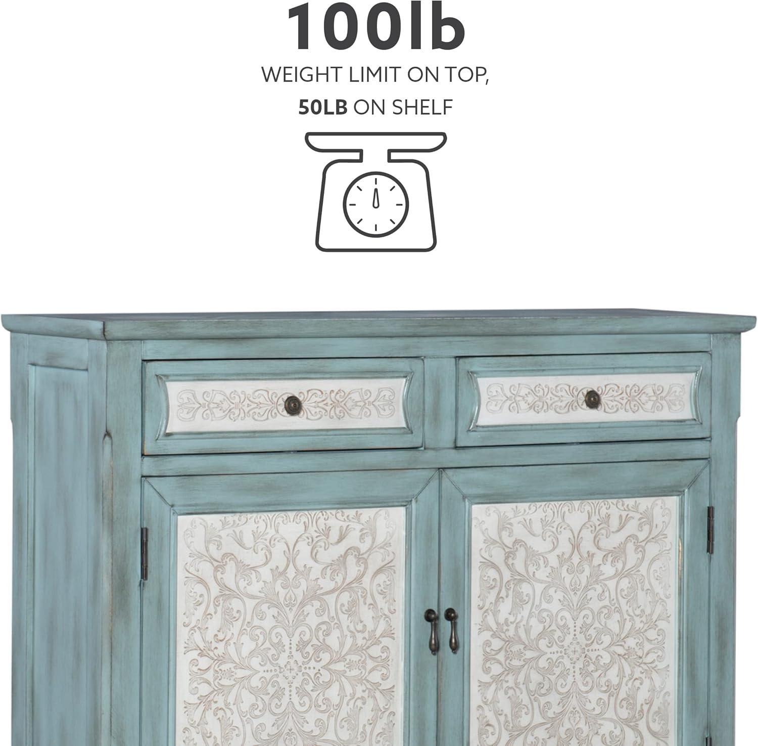 Powell Antique Console, Blue/White