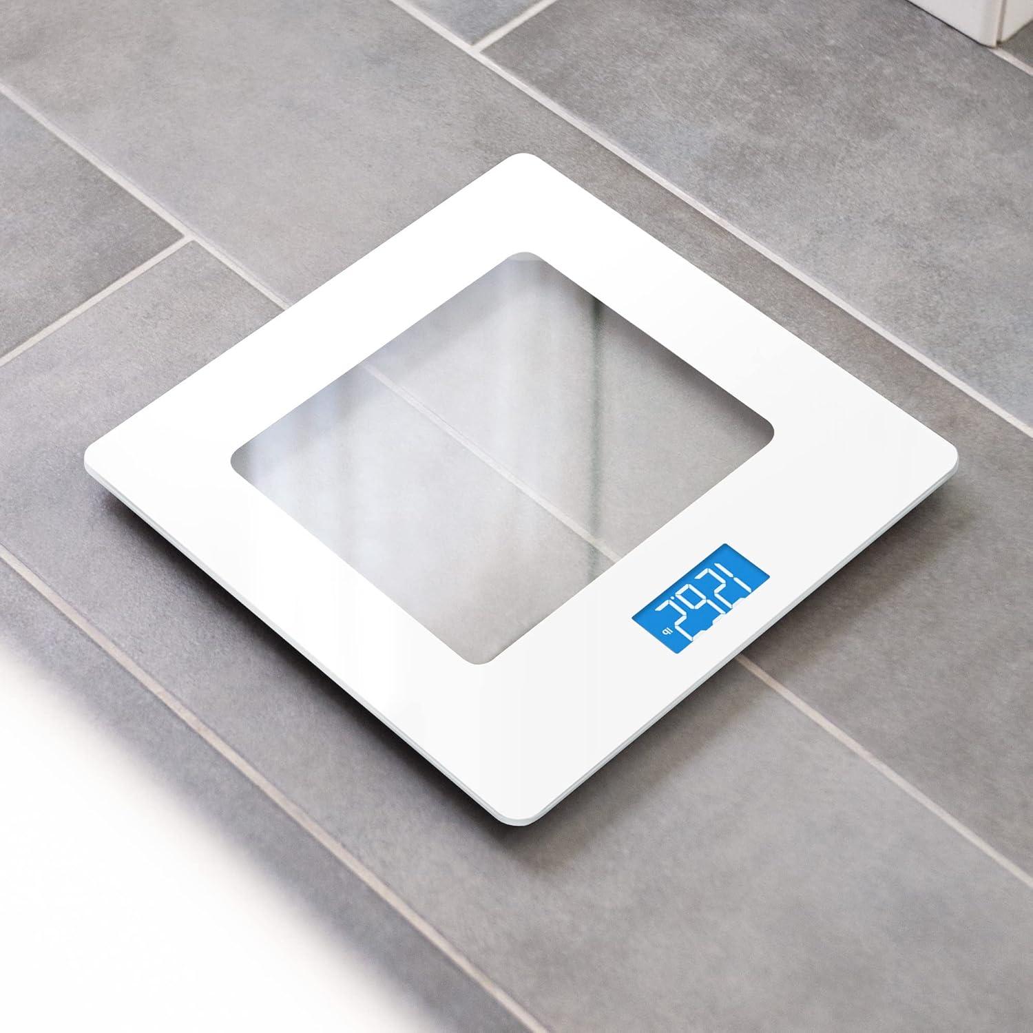 Greater Goods Digital Weight White Bathroom Scale, Accurate Glass Scale, Non-Slip & Scratch Resistant, Body Weight