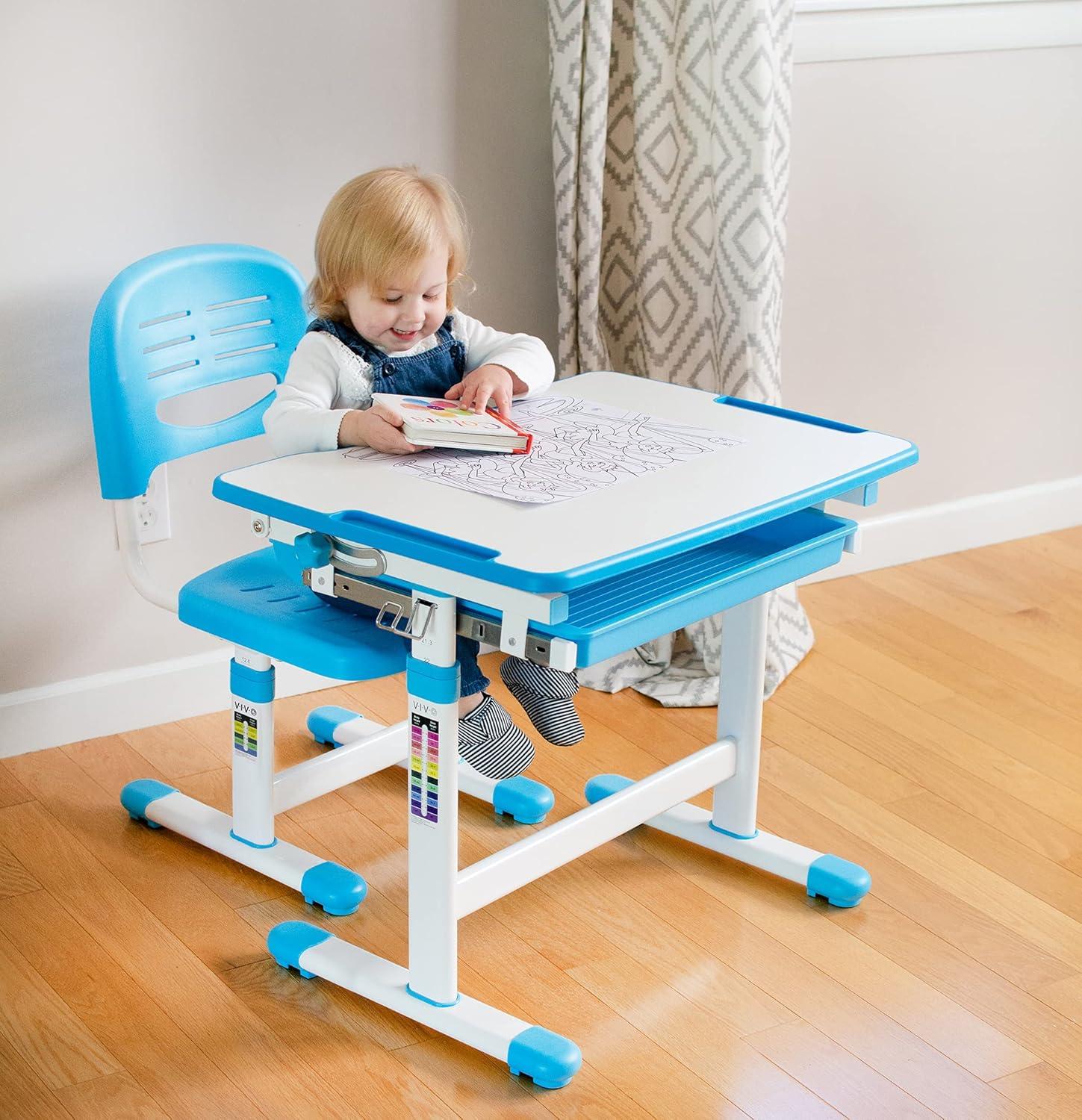 Kids' Height Adjustable Desk and Chair DESK-V201B Series