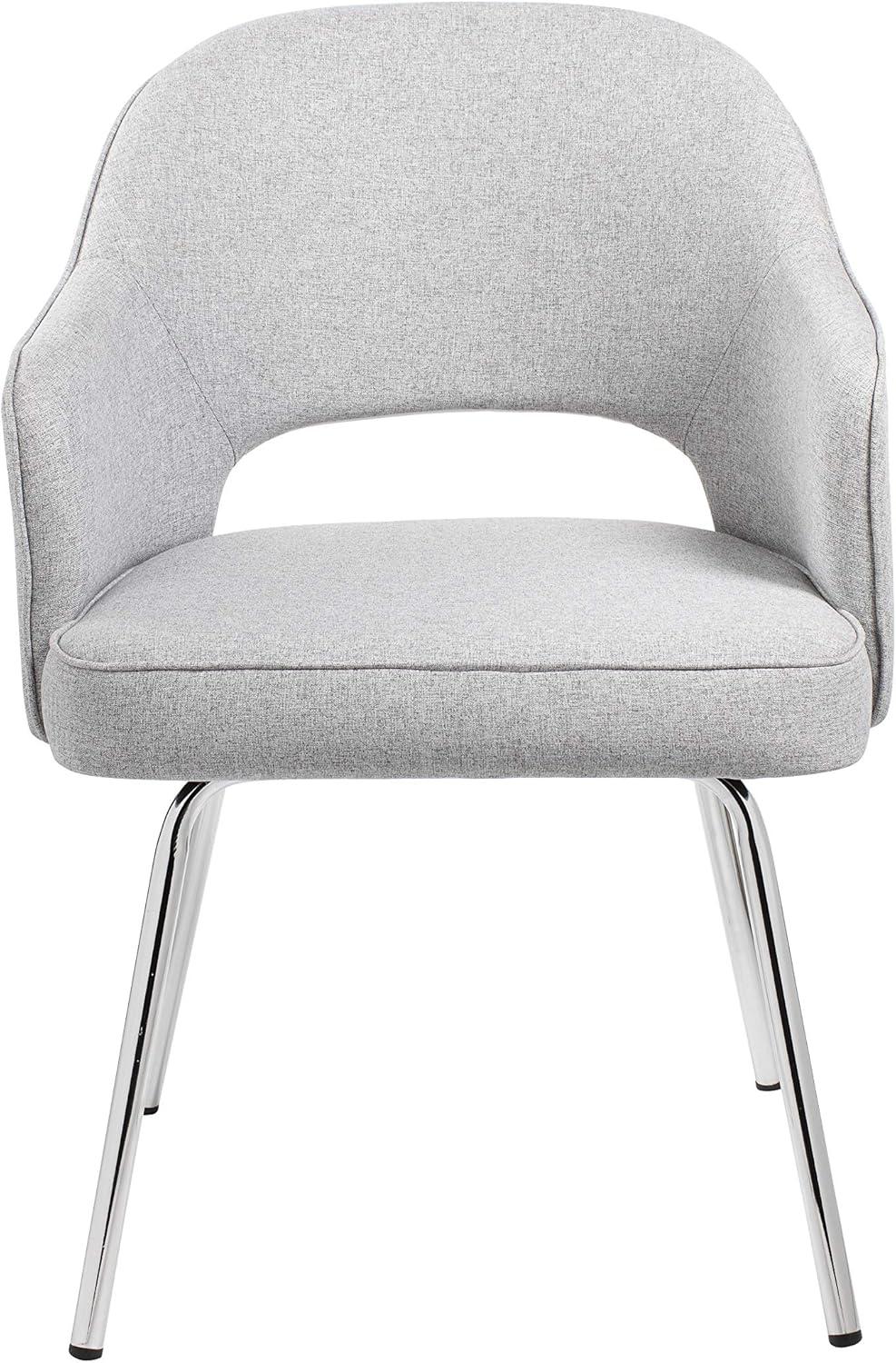 Guest Chair Gray Linen - Boss Office Products: Chrome Base, Mid-Century Modern, 275lbs Capacity