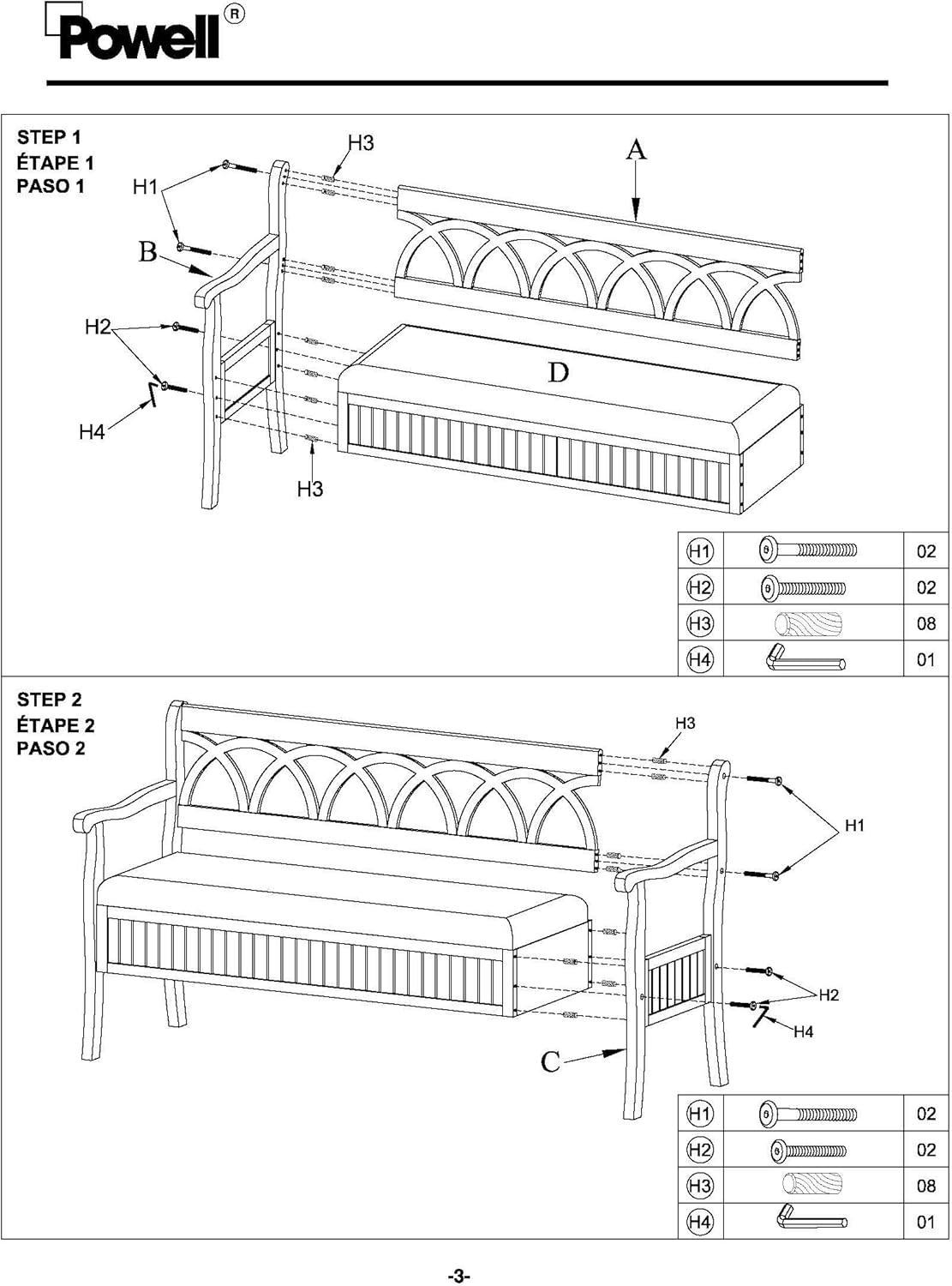 Powell Elliana Storage Bench, Teal Finish with Beige Fabric