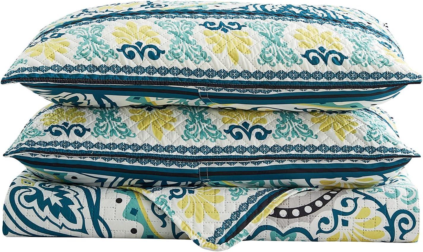 Quilt King Bedding Set (92"x 104"), 3 Piece King Size Quilt with 2 Pillow Shams, Reversible Floral Queen Bedspreads Spring Decor Summer Quilt King Size Bed Covers Coverlet for All Seasons