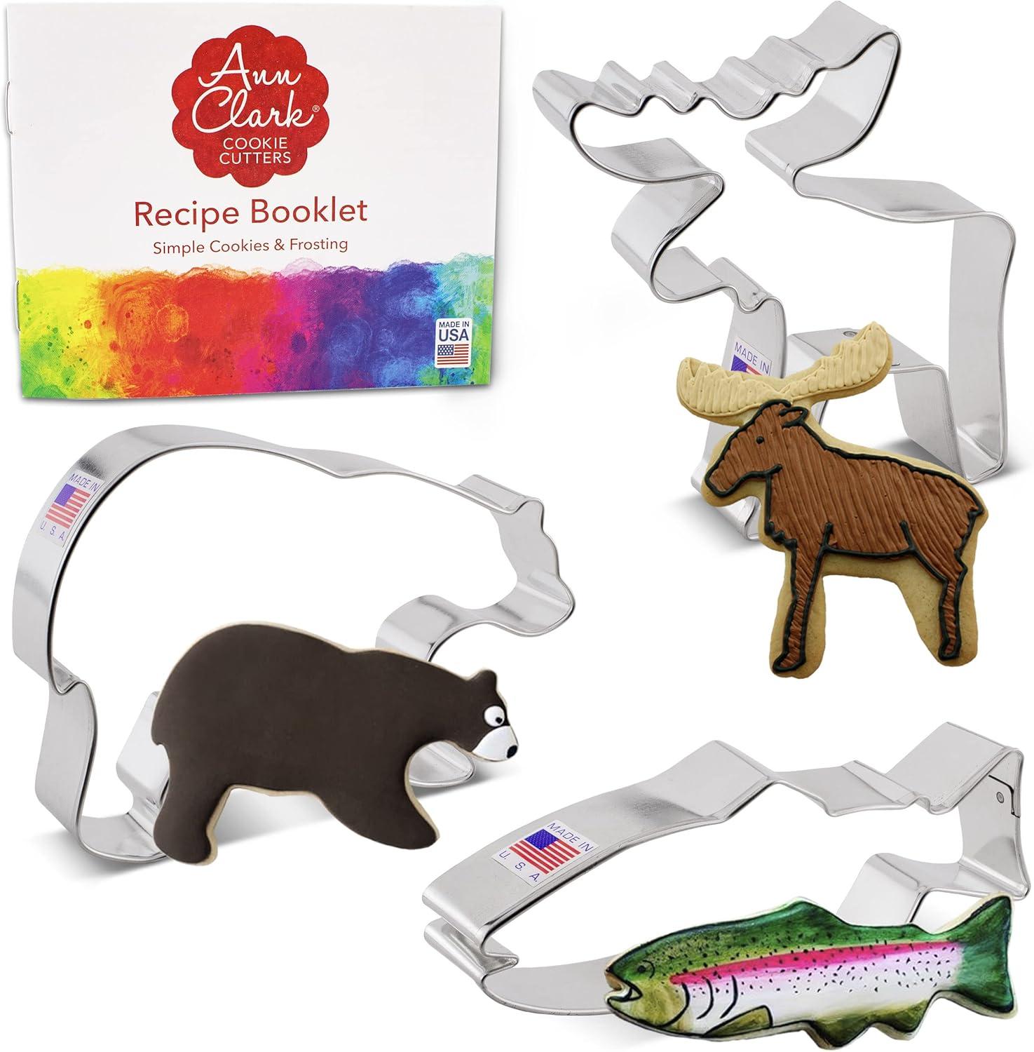 Mountain Wildlife Metal Cookie Cutter Set with Recipe Booklet