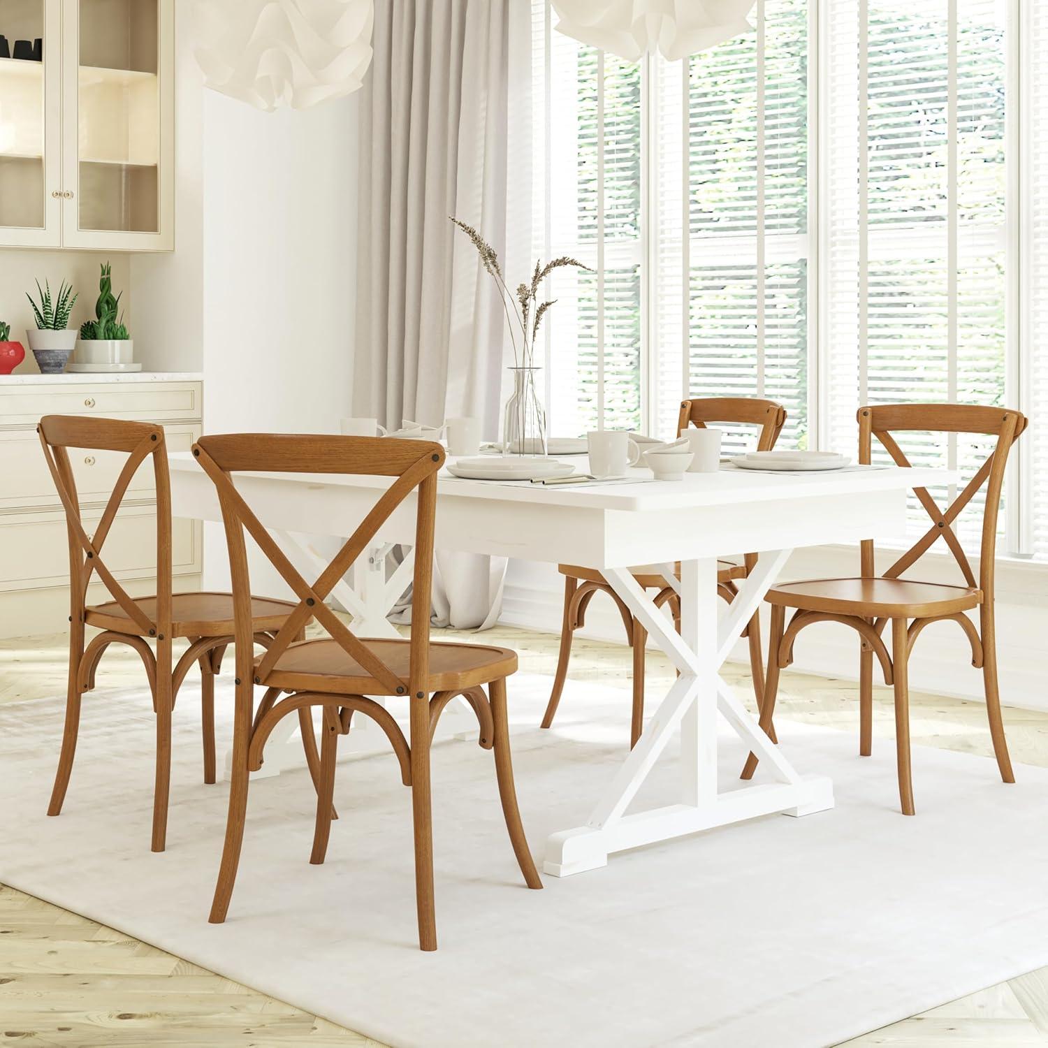 Emma and Oliver Stackable Wood Cross Back Dining Chair