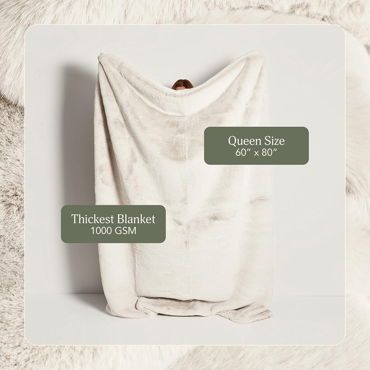 Modern Lightweight Faux Fur Baby Throw Blanket, 60" x 80", Animal Theme