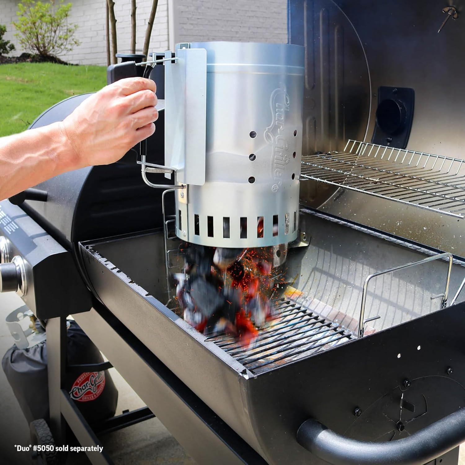 Char-Griller Charcoal Chimney Starter, 9586, Silver