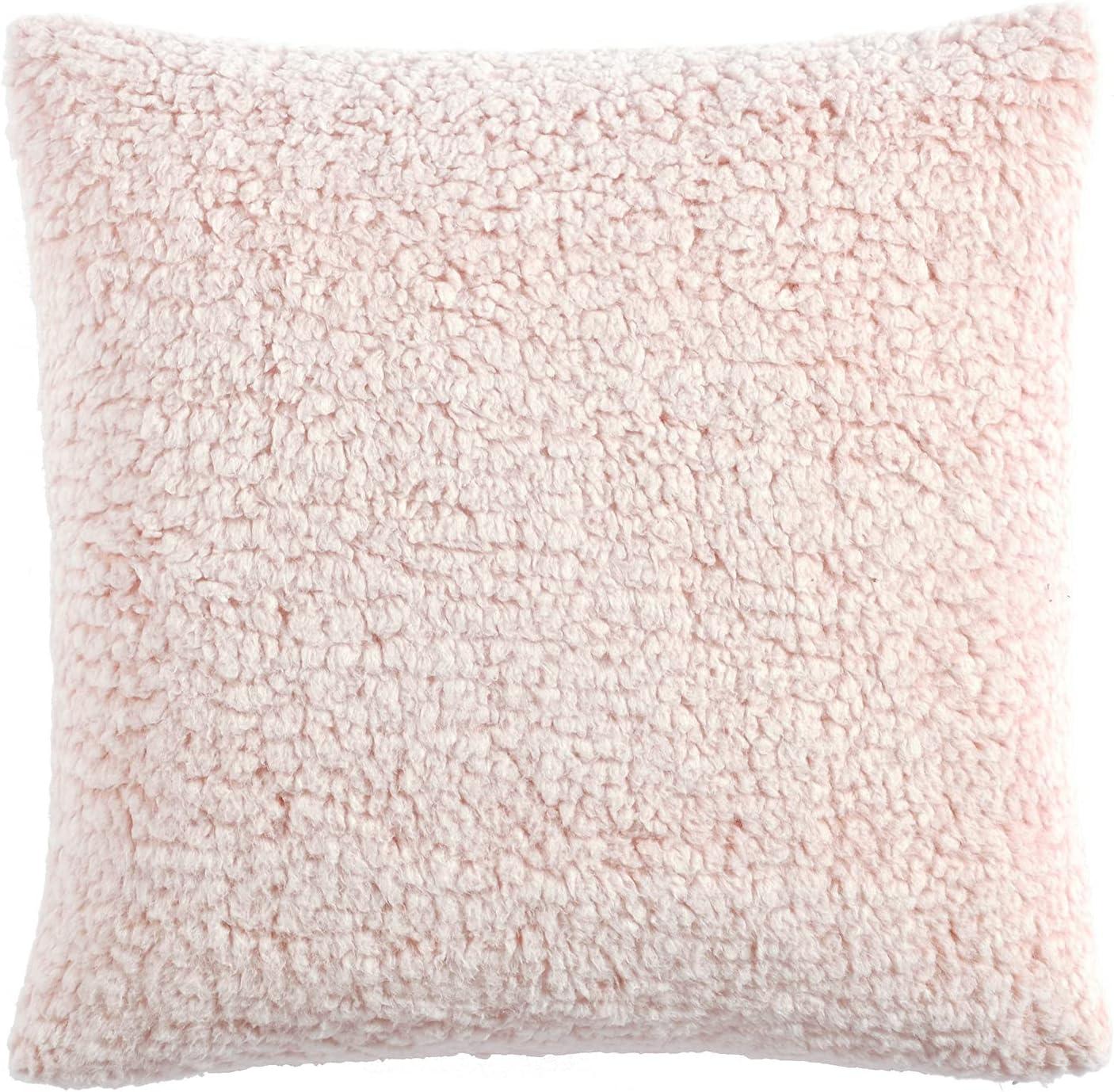 Lush Decor Cozy Soft Sherpa Reversible Decorative Pillow Cover - Blush - 20 L x 20 W In.